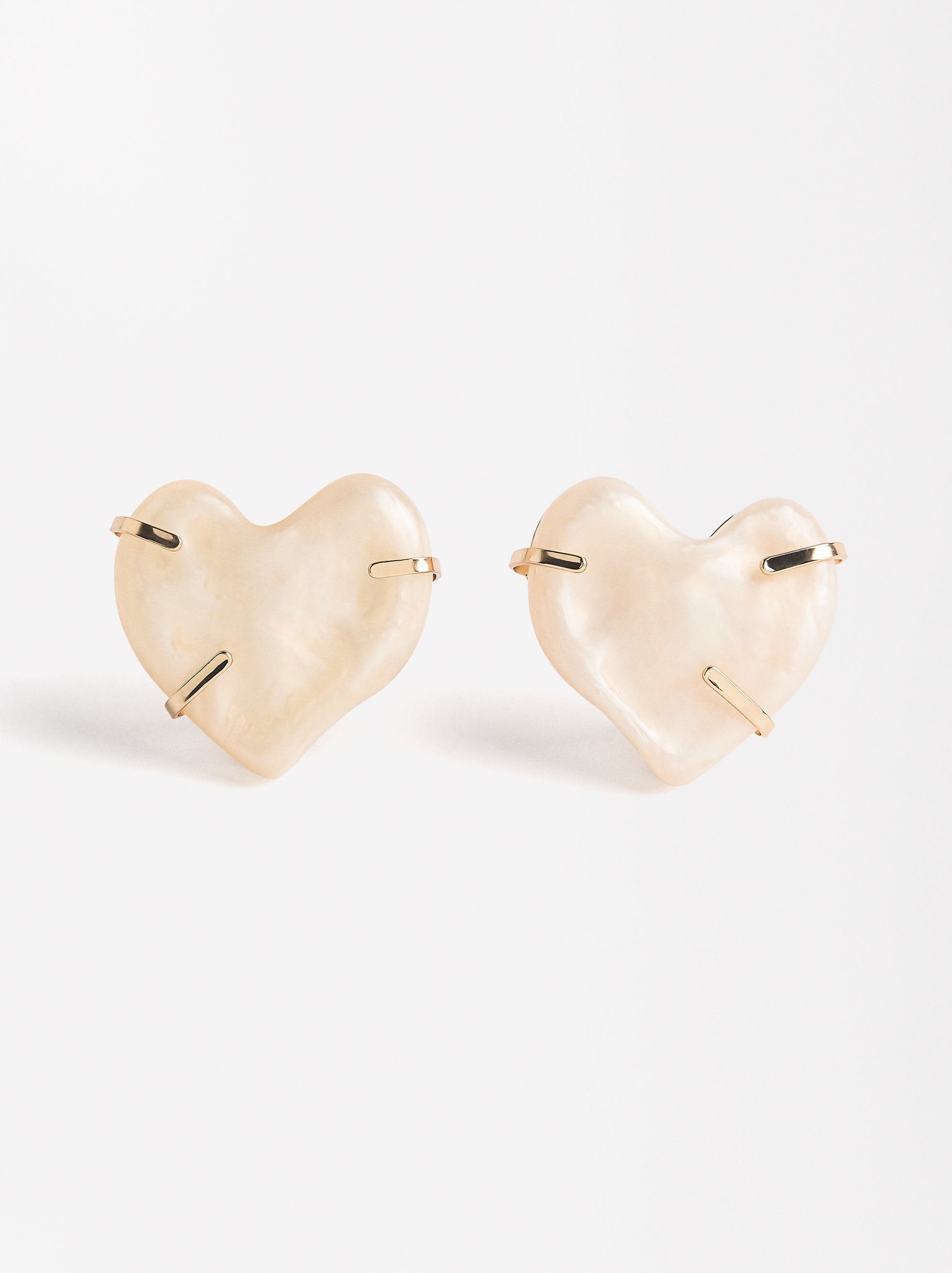 Aretes Corazón Efecto Piedra