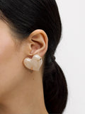 Aretes Corazón Efecto Piedra