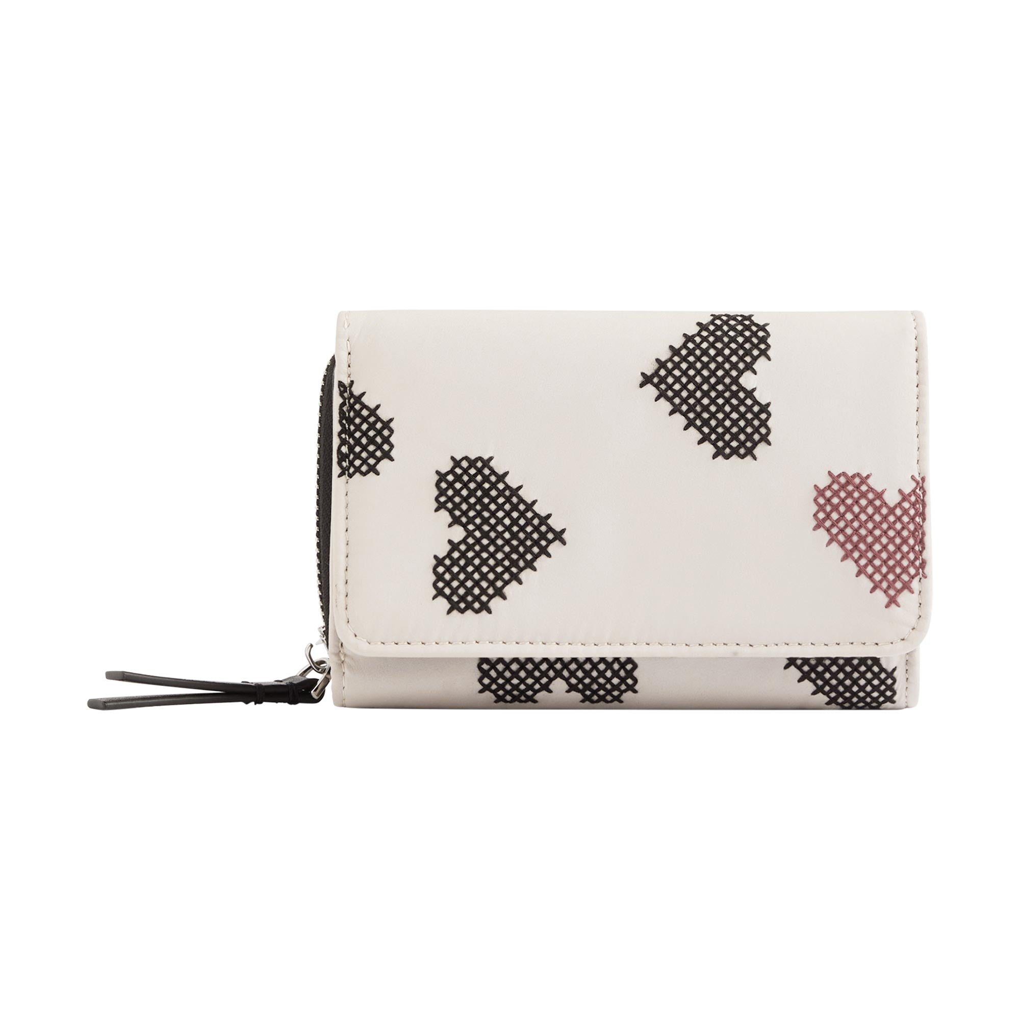 Cartera De Nylon Bordado Corazones