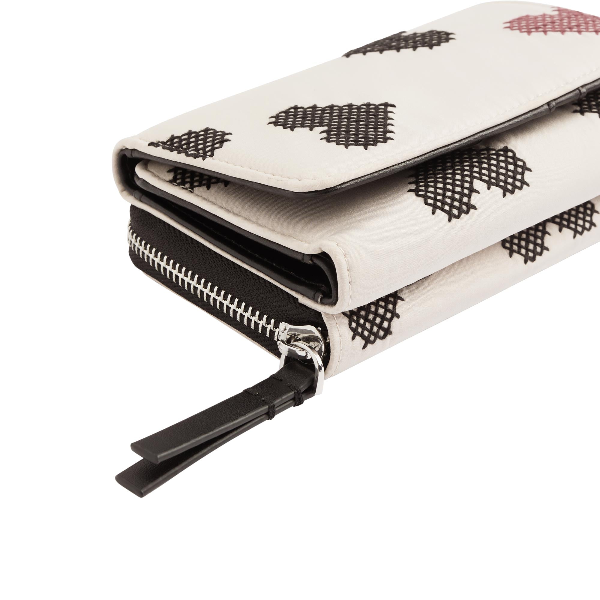 Cartera De Nylon Bordado Corazones