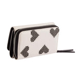 Cartera De Nylon Bordado Corazones