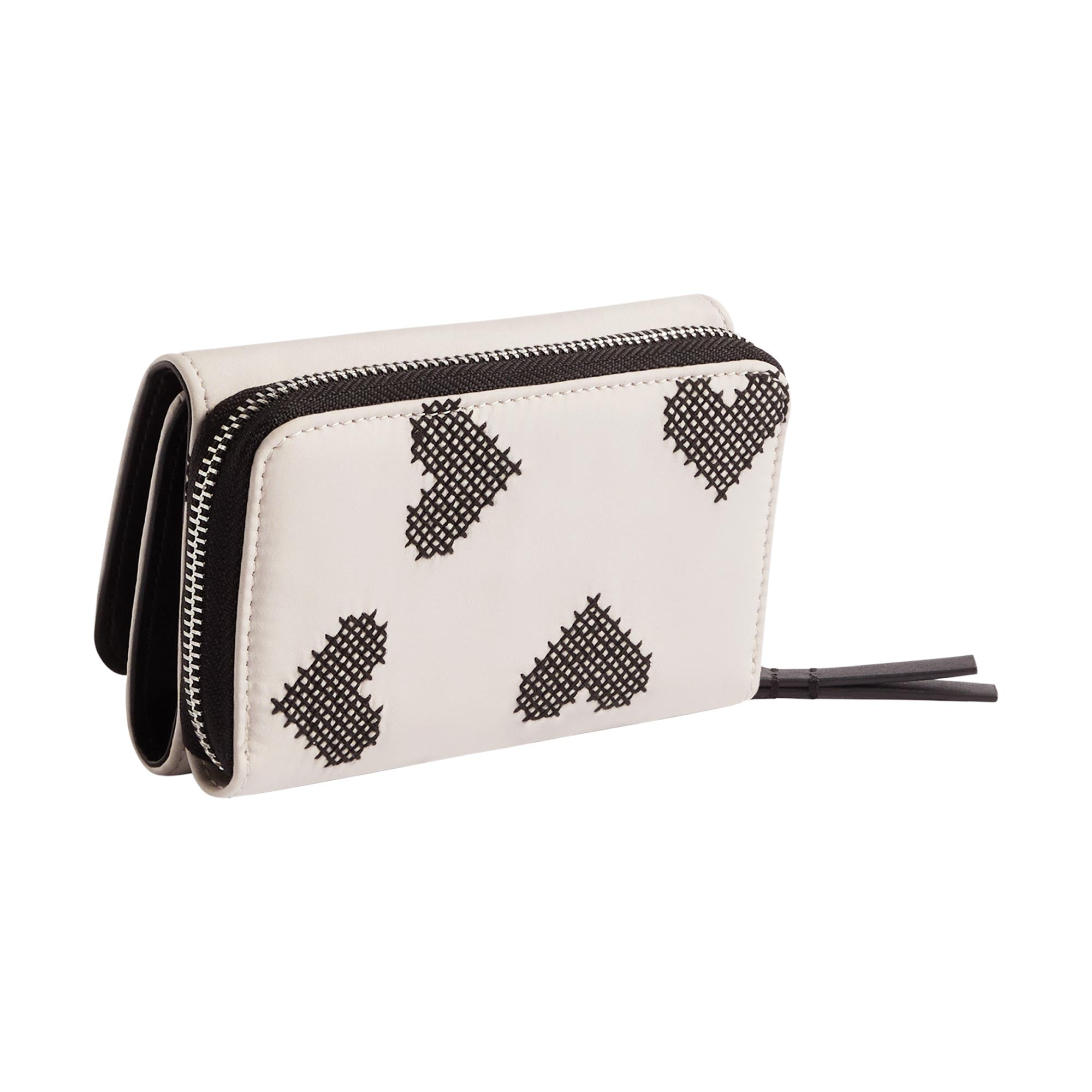 Cartera De Nylon Bordado Corazones