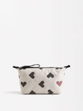 Neceser De Nylon Con Corazones Bordados
