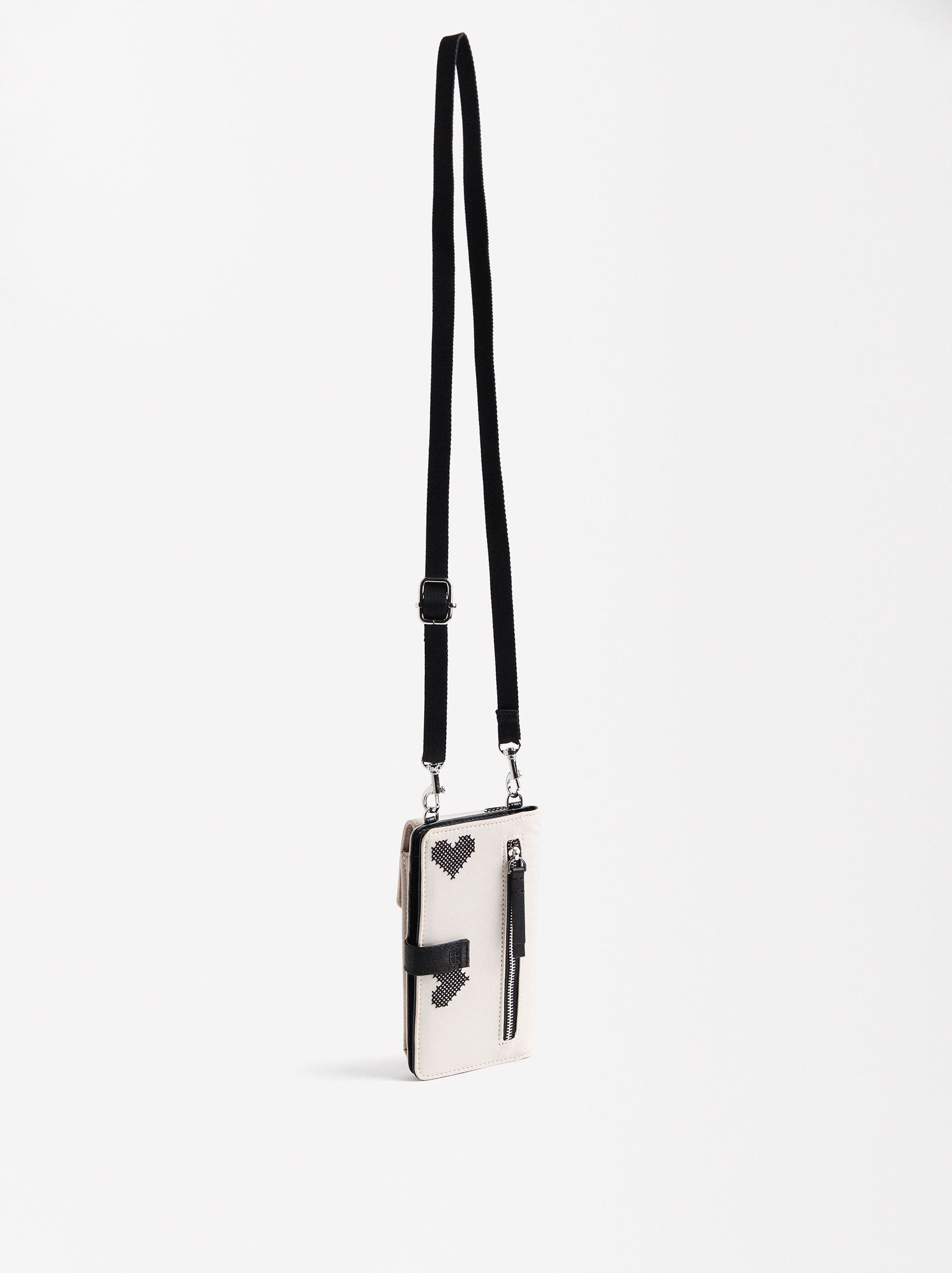 Cartera Para Móvil De Nylon Con Corazones