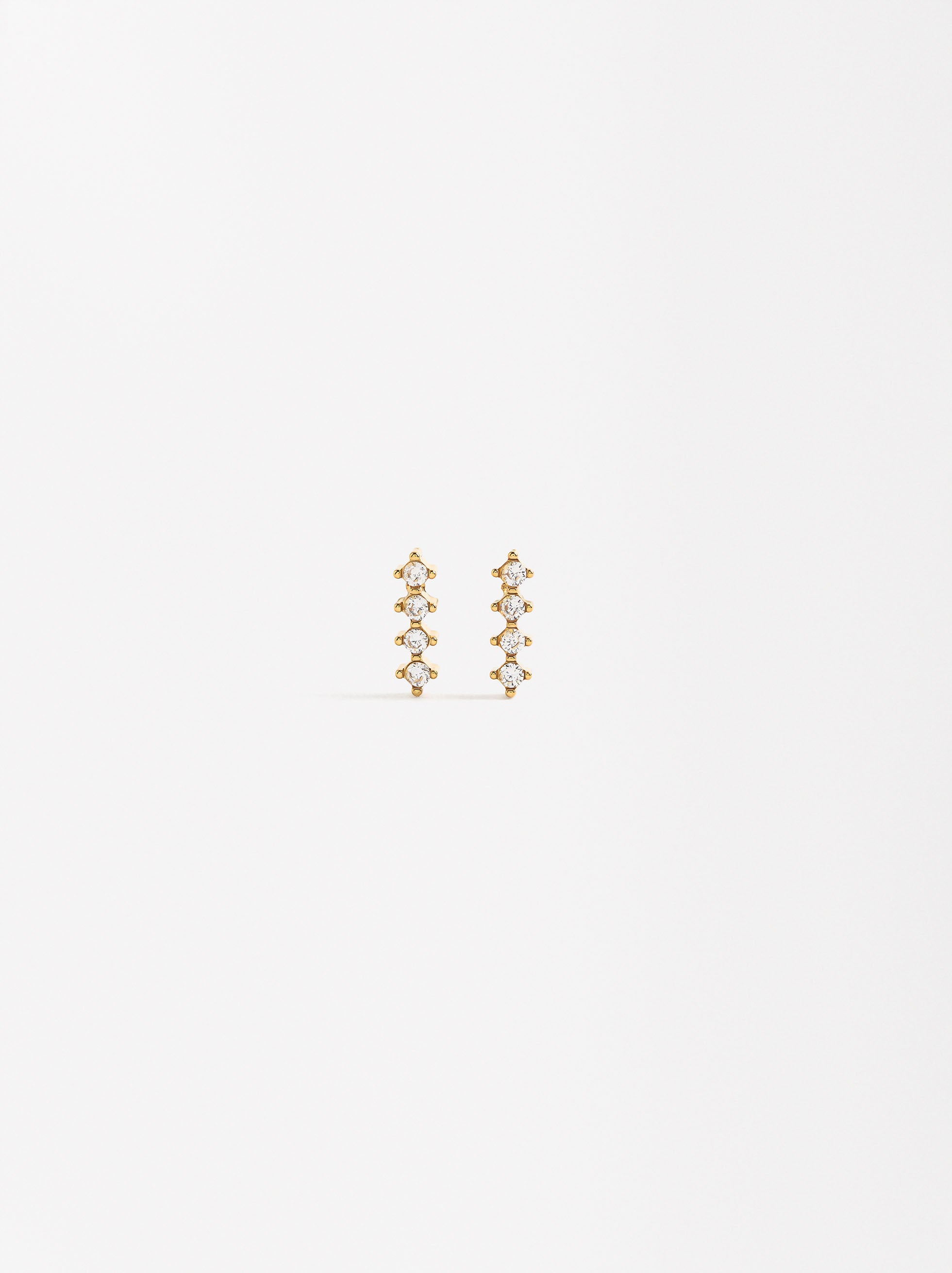 Aretes Cortos Con Cristales - Acero Inoxidable