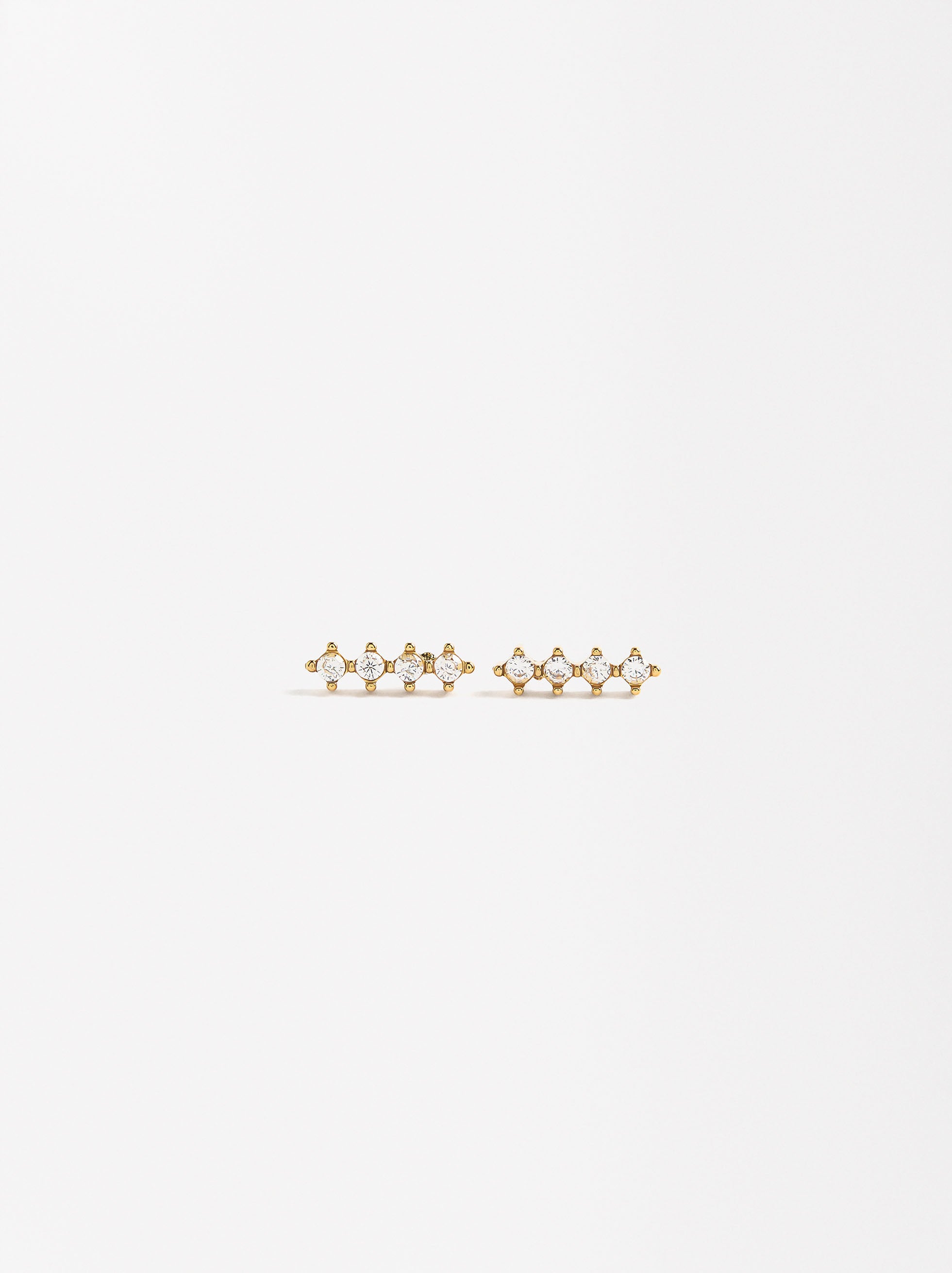Aretes Cortos Con Cristales - Acero Inoxidable