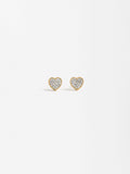 Aretes De Corazón Con Cristales - Acero Inoxidable