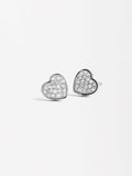 Aretes De Corazón Con Cristales - Acero Inoxidable