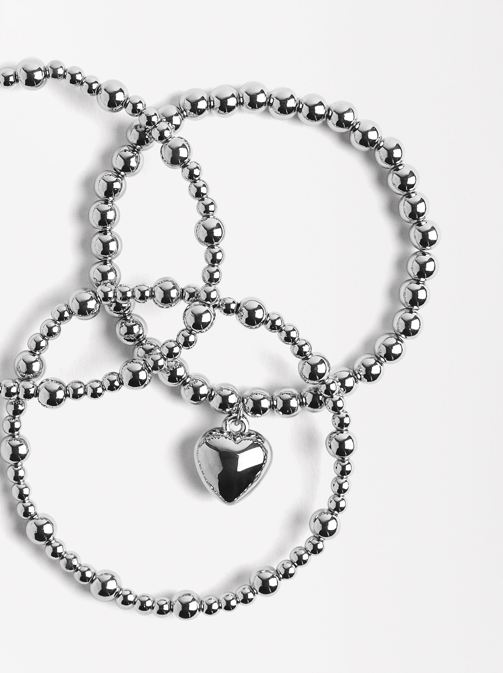 Set De Pulseras Elásticas Con Corazón