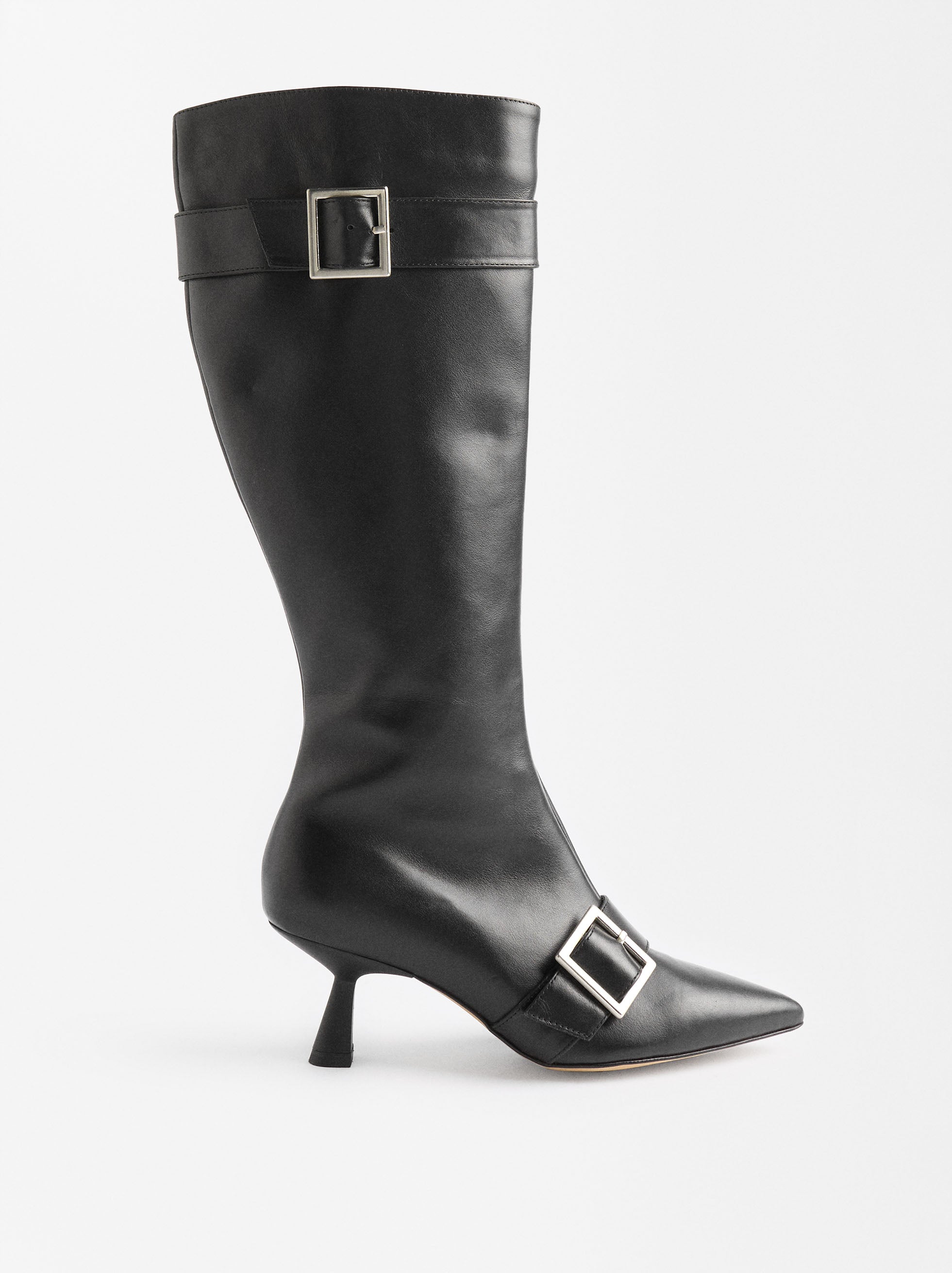 Botas Altas De Piel Con Hebillas