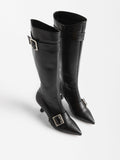 Botas Altas De Piel Con Hebillas