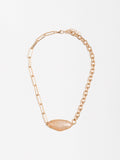 Collar Corto De Eslabones Con Colgante Perlado