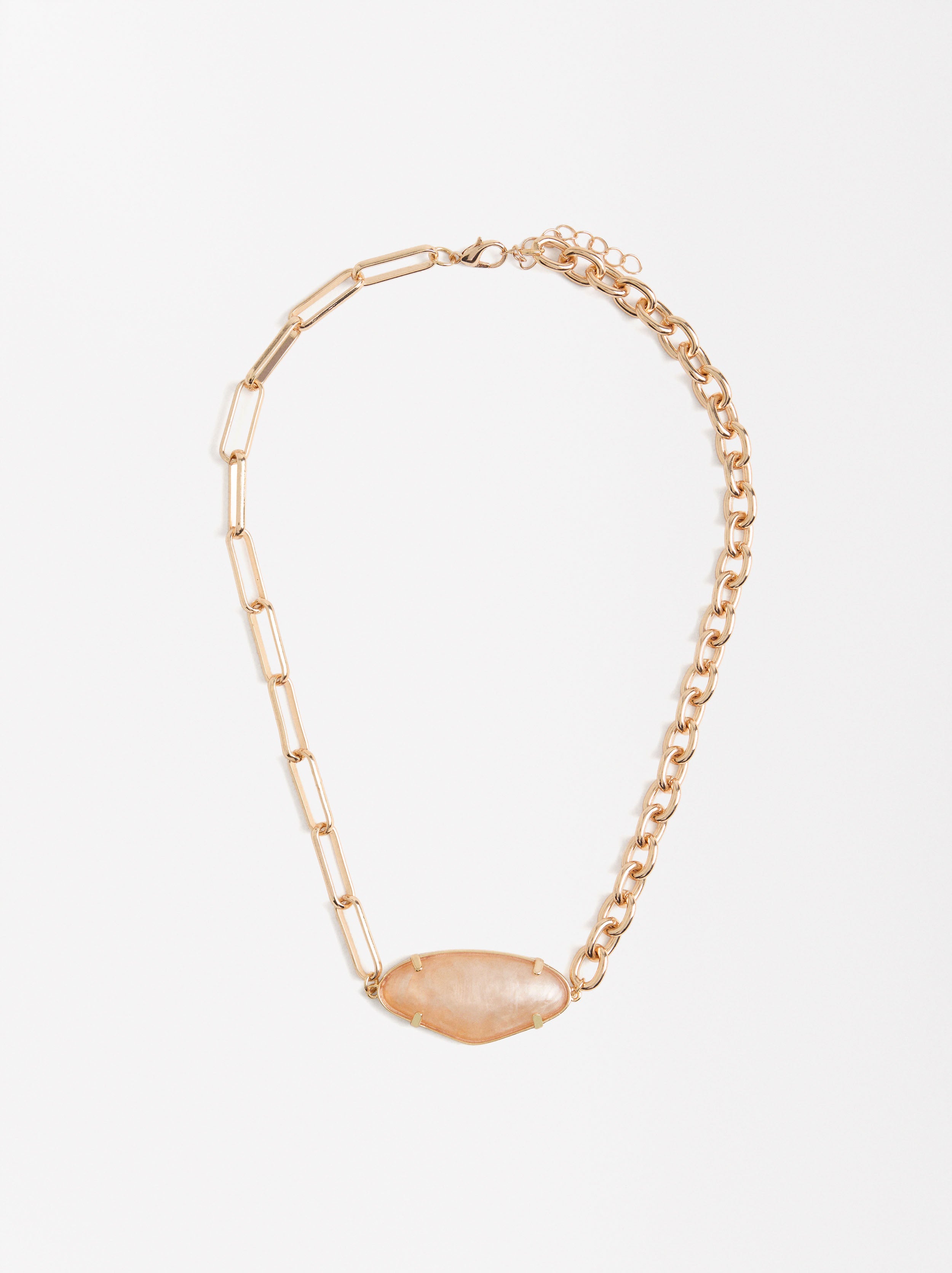 Collar Corto De Eslabones Con Colgante Perlado