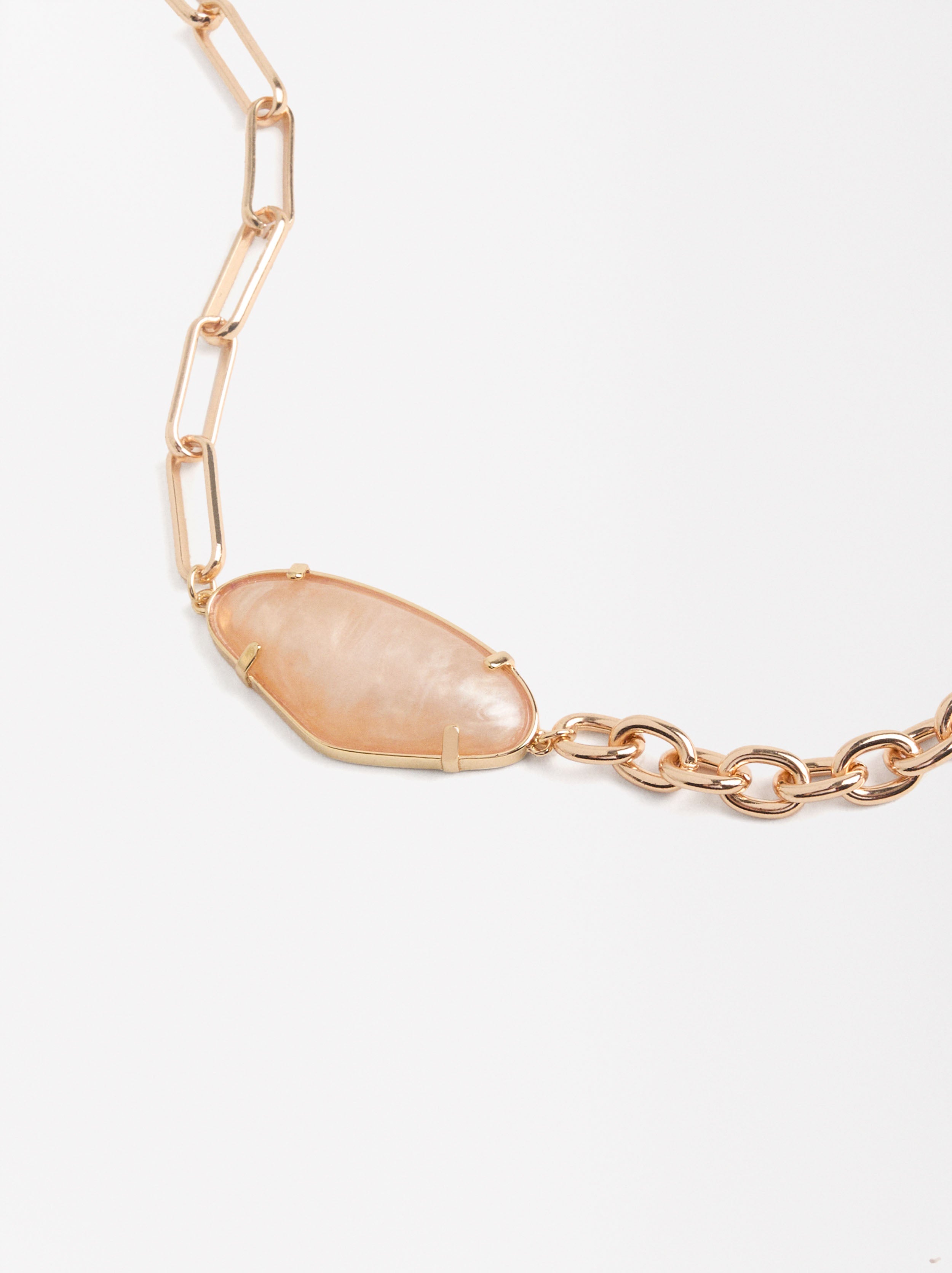Collar Corto De Eslabones Con Colgante Perlado