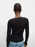 Knit Sweater With Rhinestones