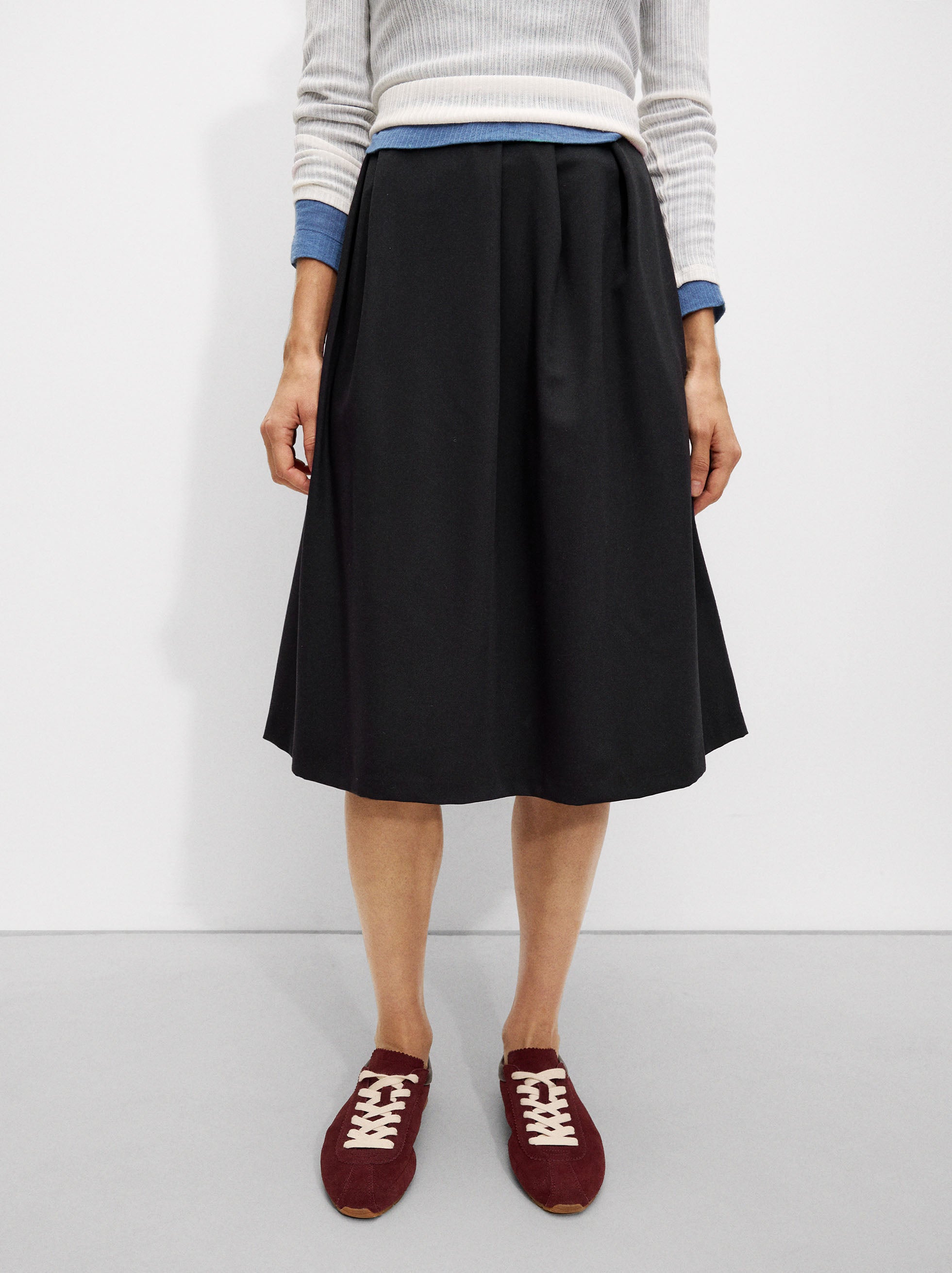 Falda Midi Con Lana