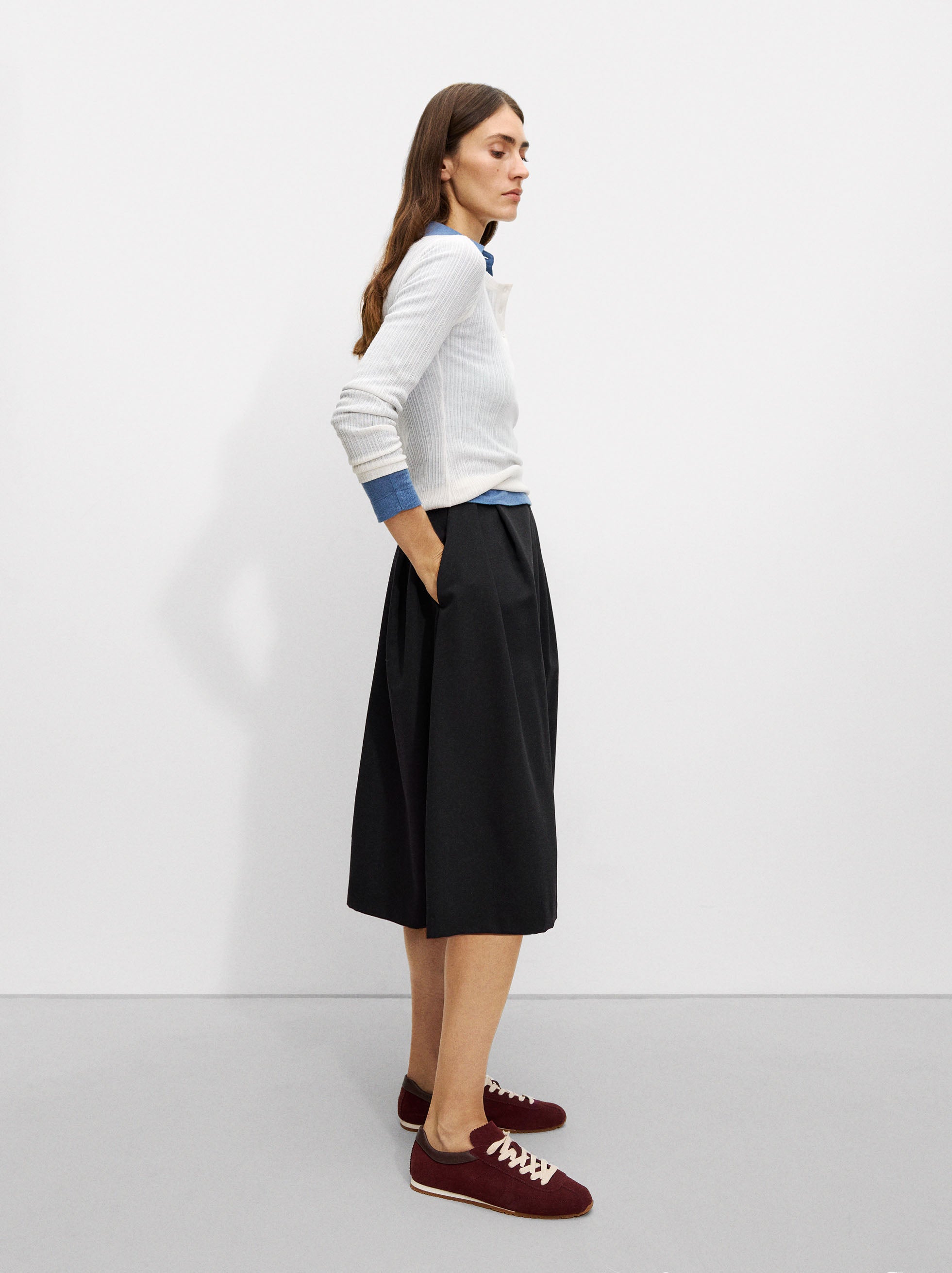 Falda Midi Con Lana