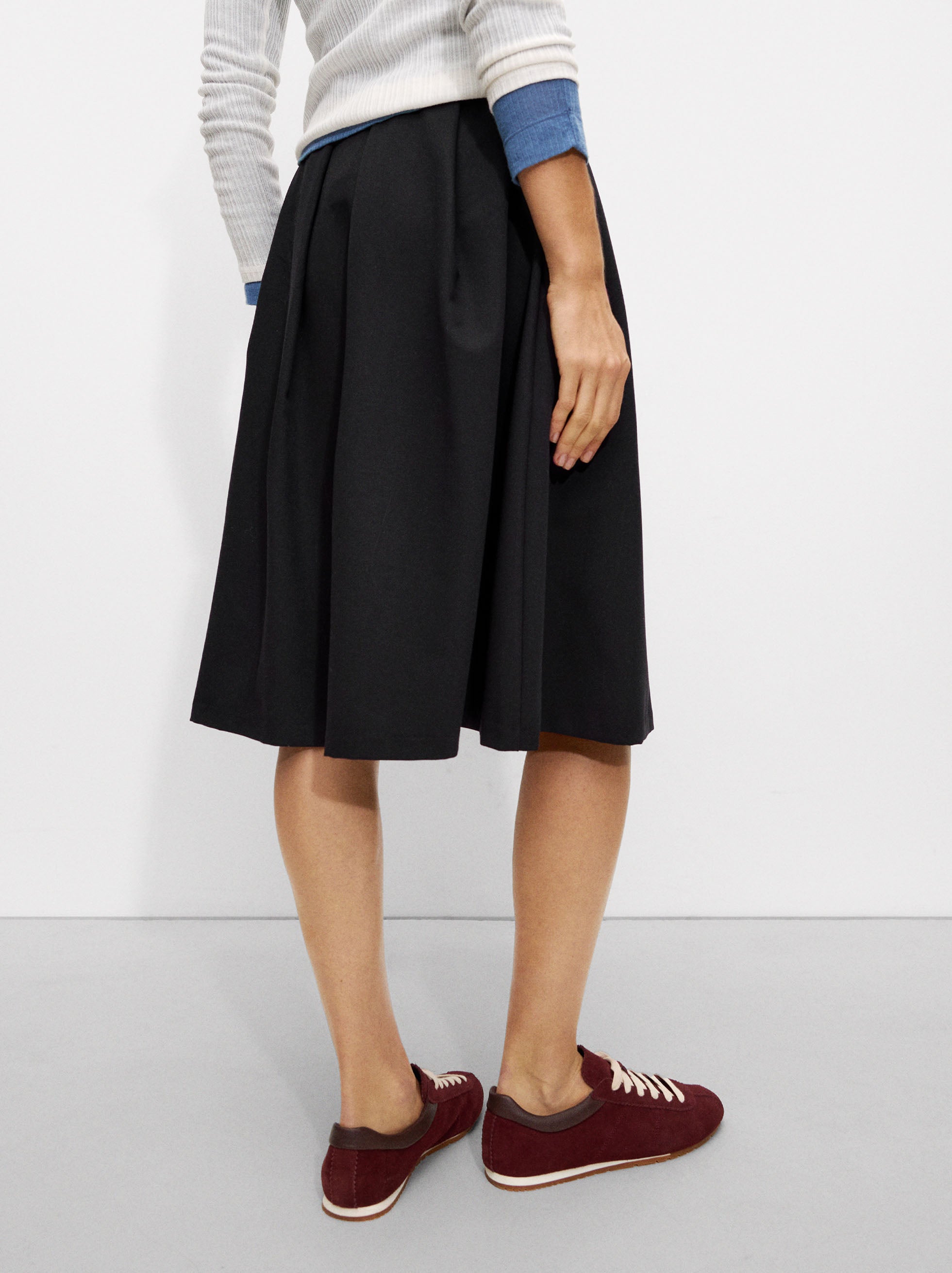 Falda Midi Con Lana