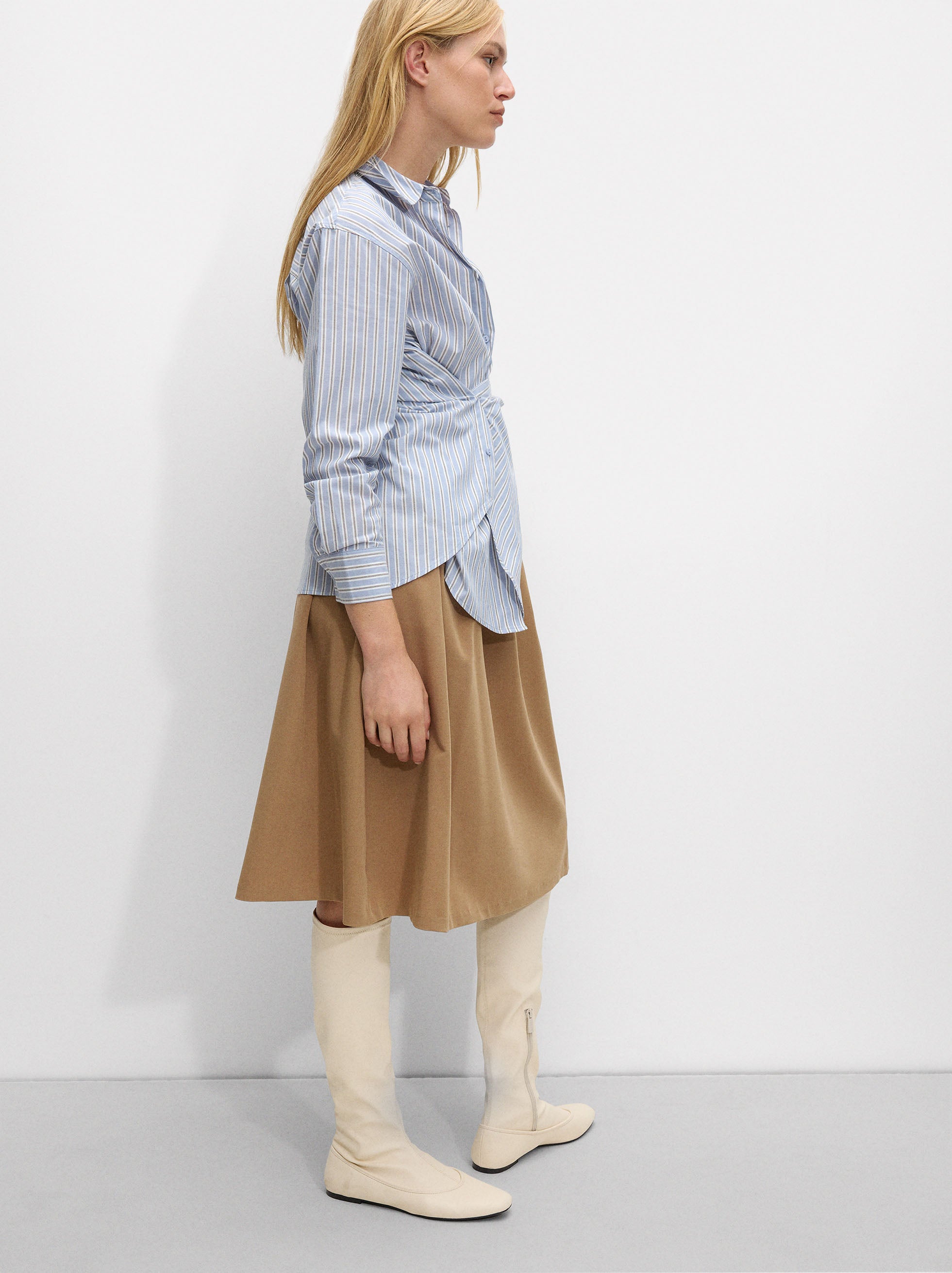 Falda Midi Con Lana