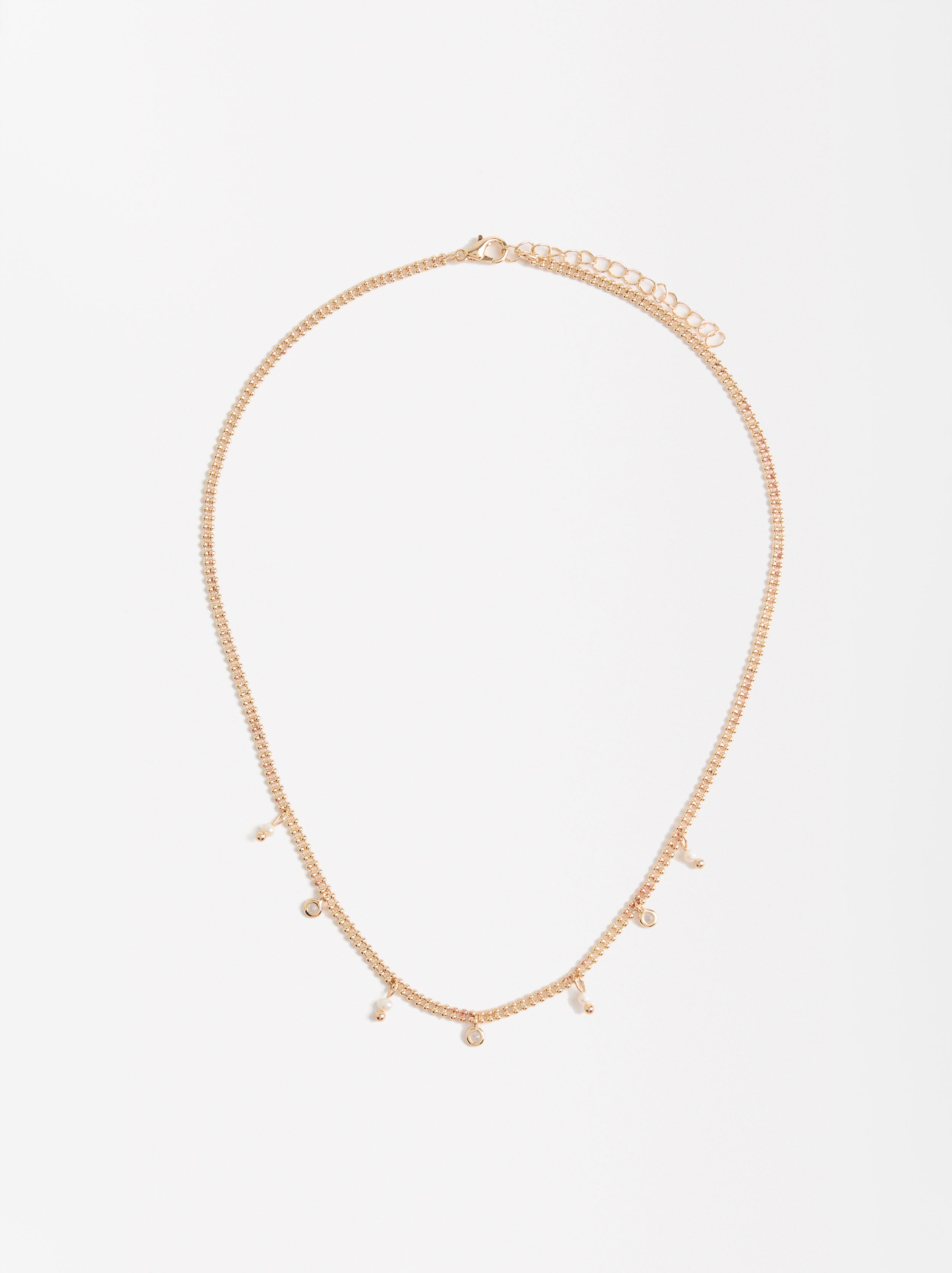 Collar Corto Con Perlas Y Circonitas