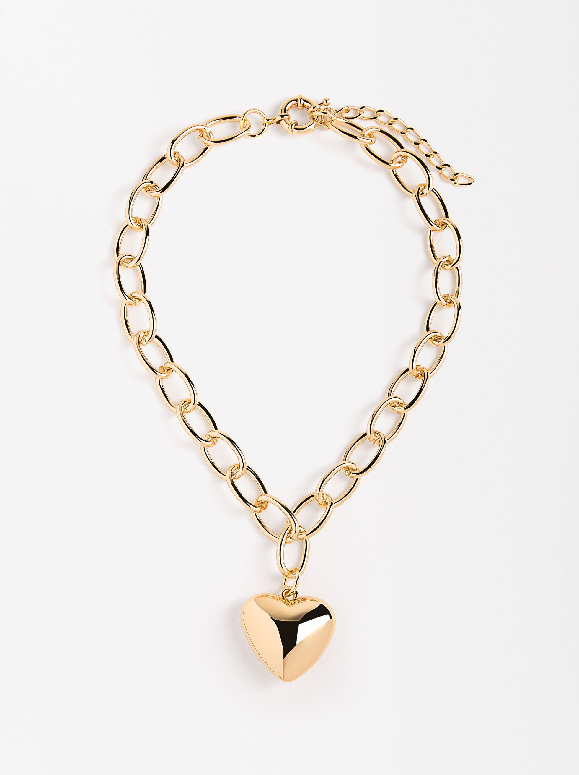 Collar Corto De Eslabones Con Corazón
