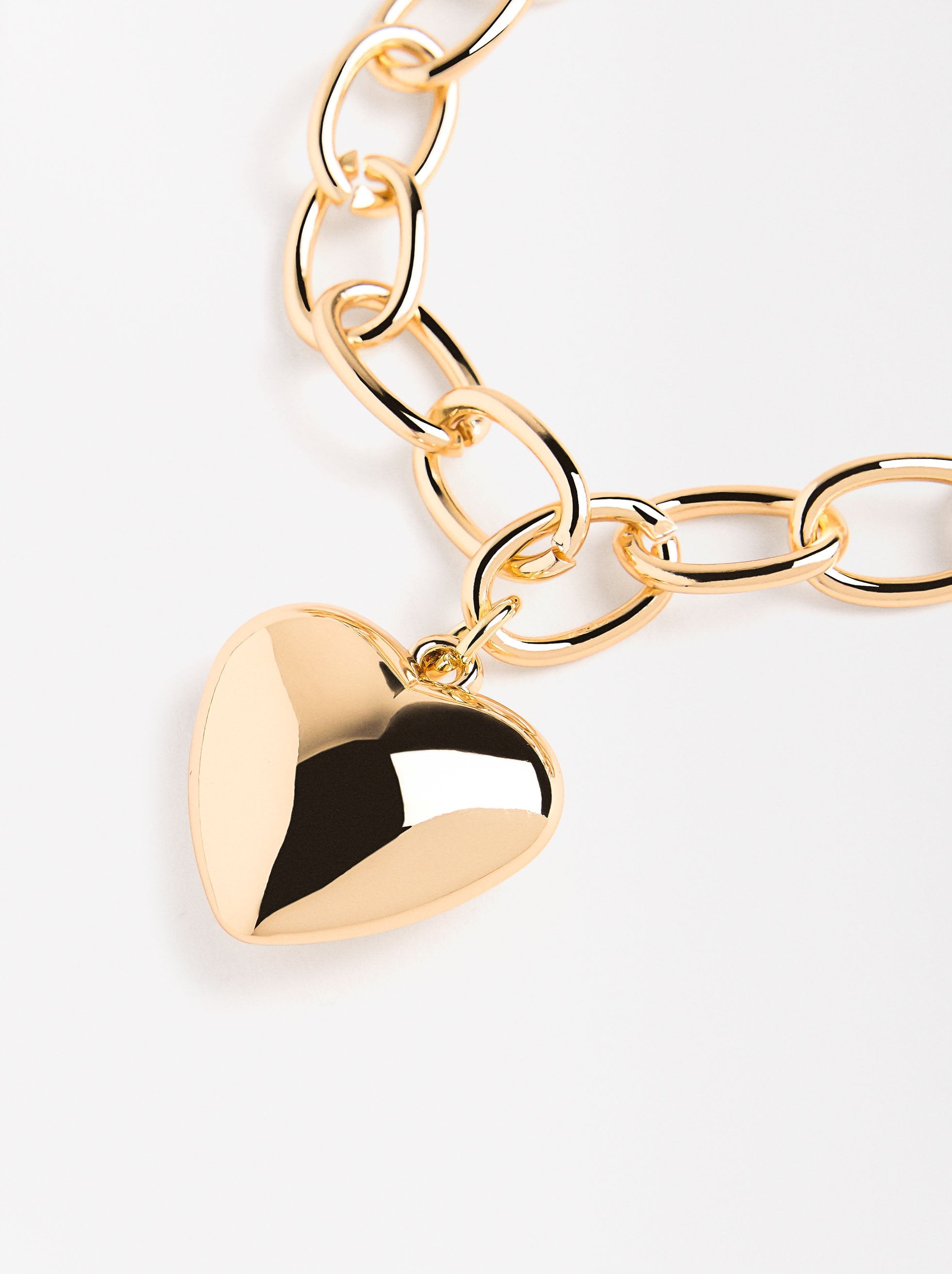 Collar Corto De Eslabones Con Corazón