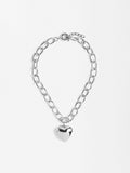 Collar Corto Con Eslabones Corazón