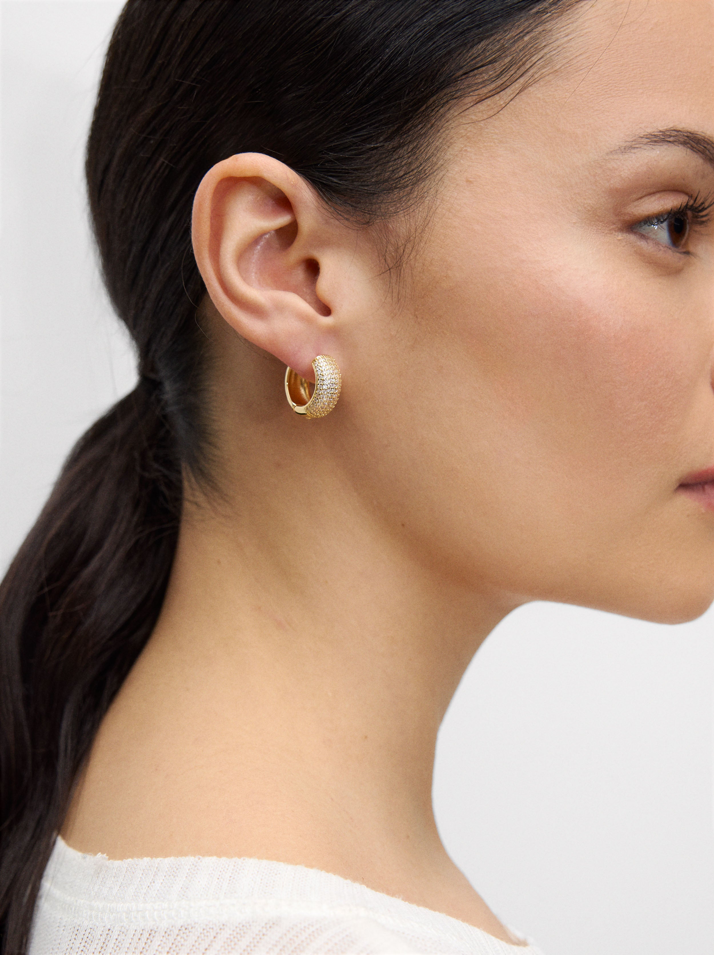 Aro Ancho Individual Pavé Con Zirconias