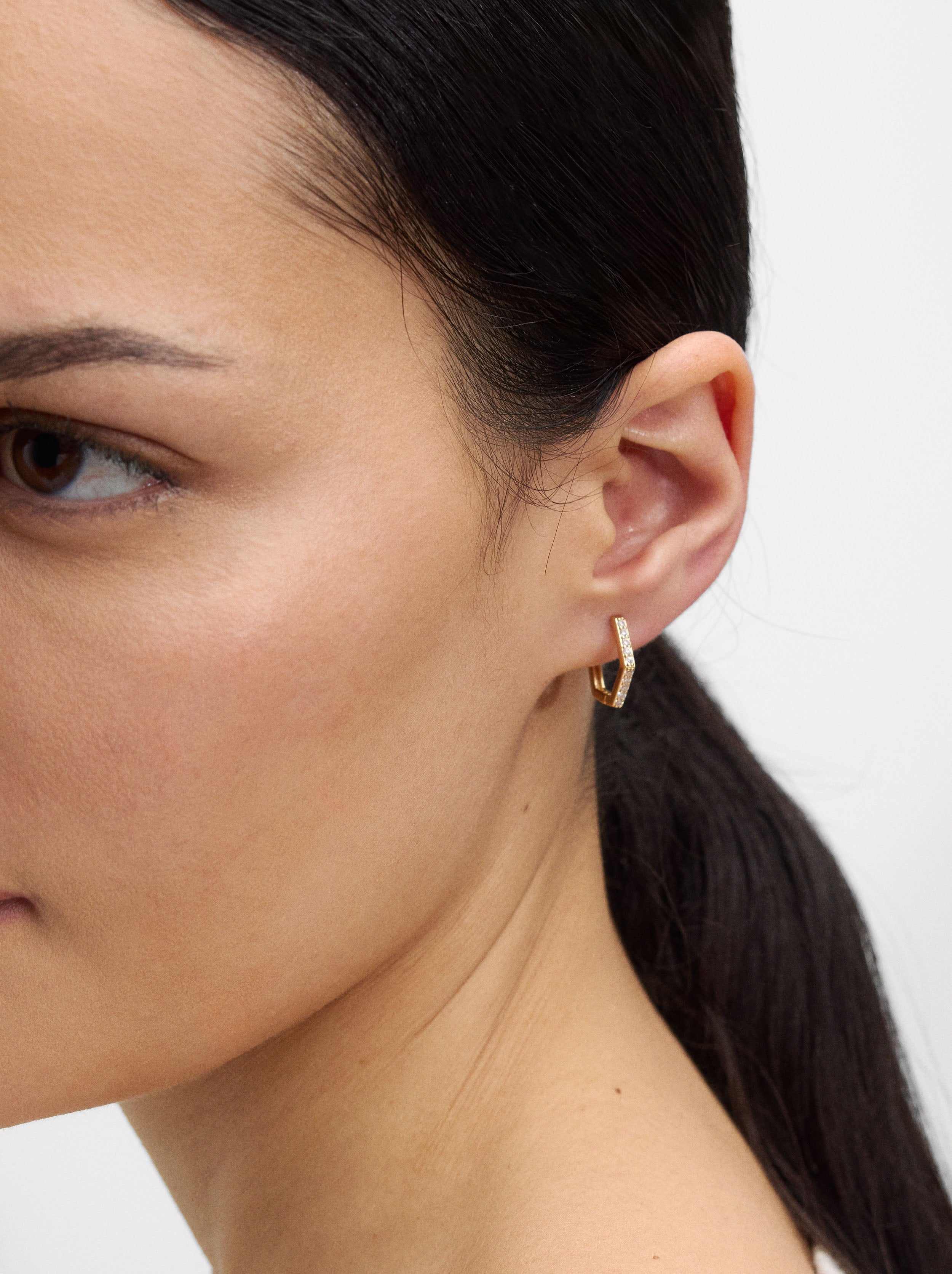 Aro Individual Pavé Hexagonal Con Zirconias