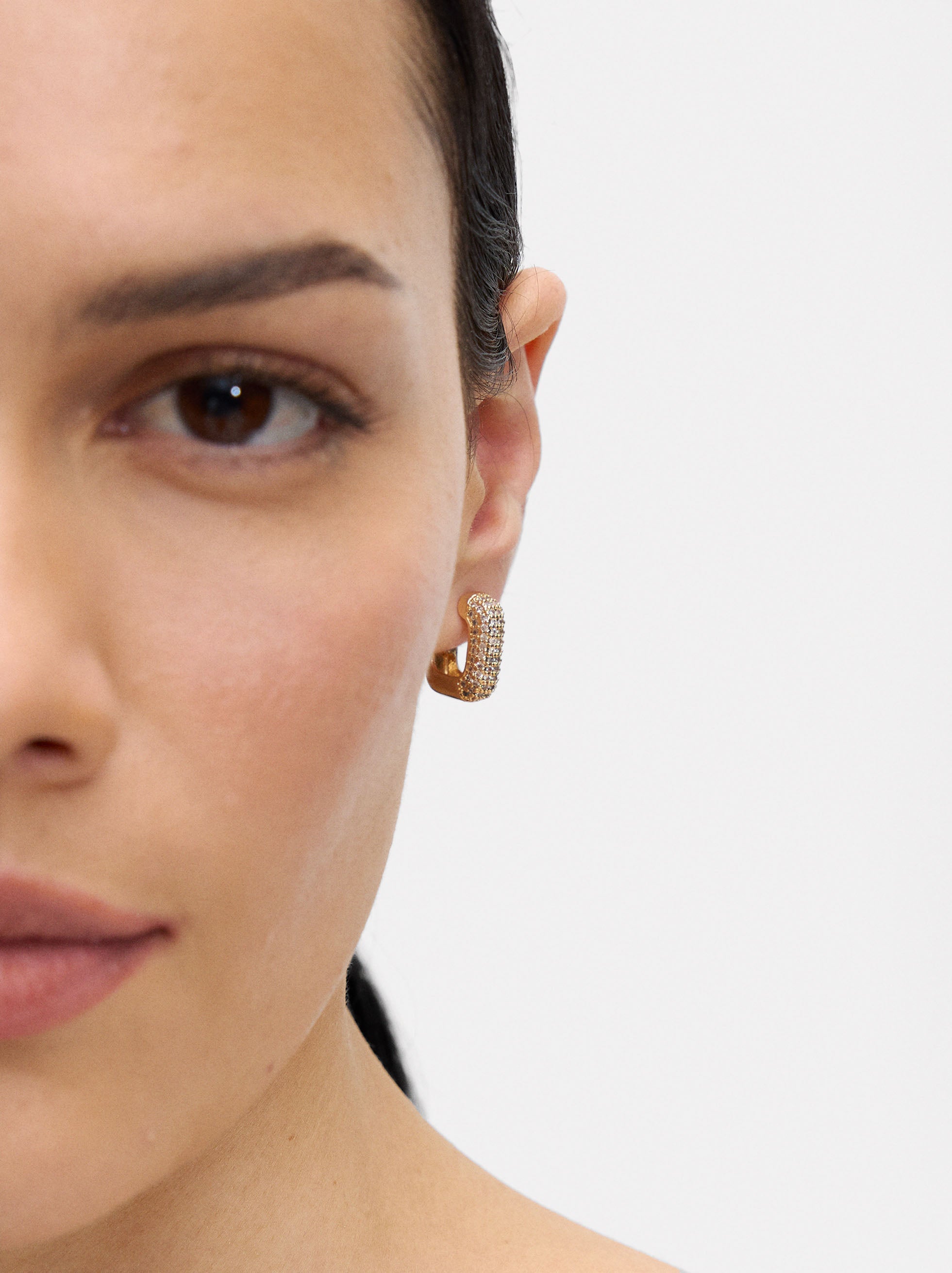 Aro Individual Pavé Cuadrado Con Zirconias