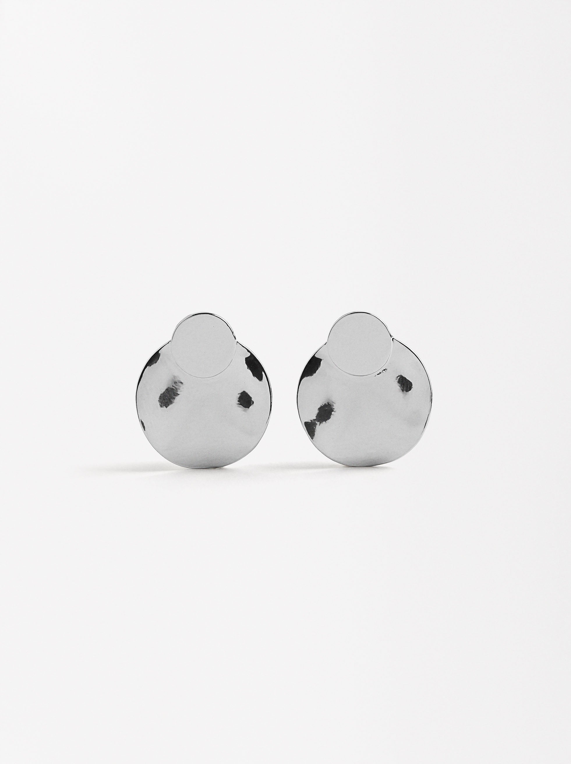 Aretes Plateados Con Relieve