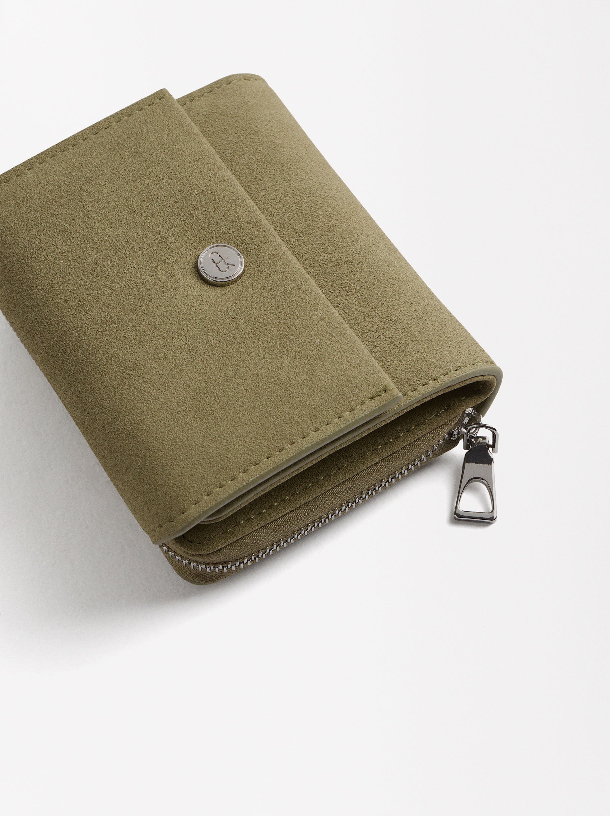 Billetera Efecto Serraje Con Cierre De Solapa S