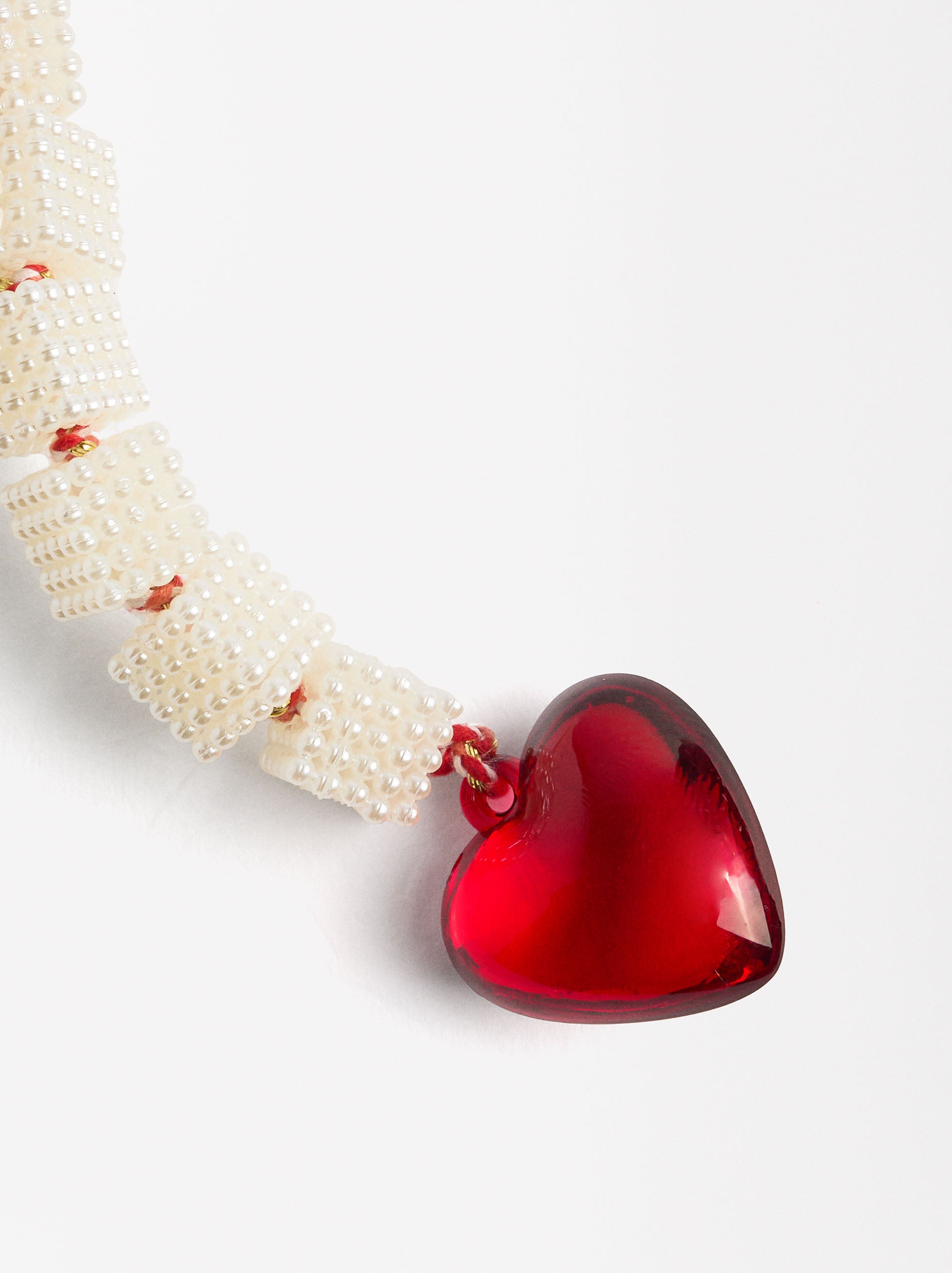 Llavero Charm Corazón Con Perlas