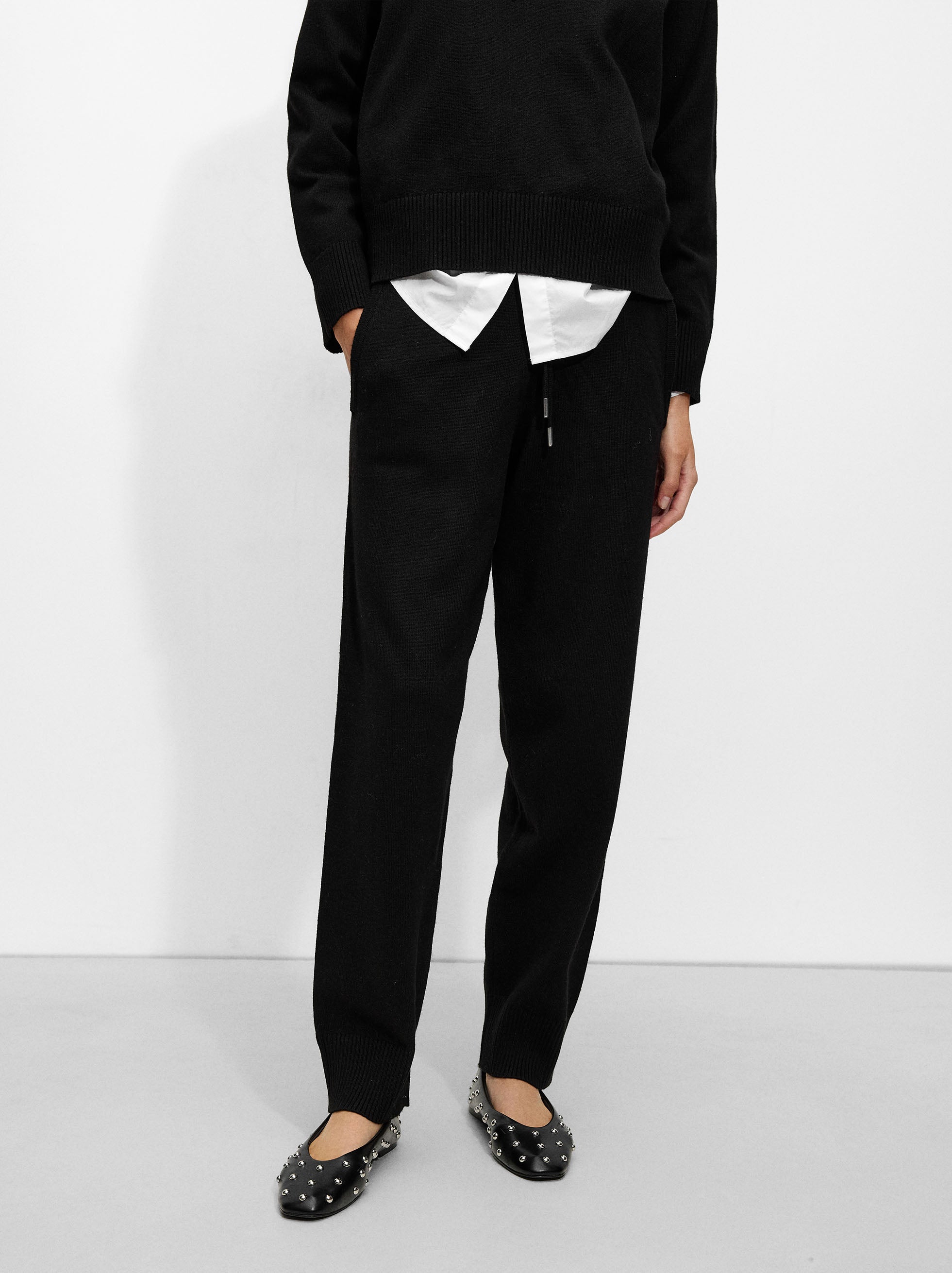 Pantalón De Punto Con Lana Y Cintura Ajustable