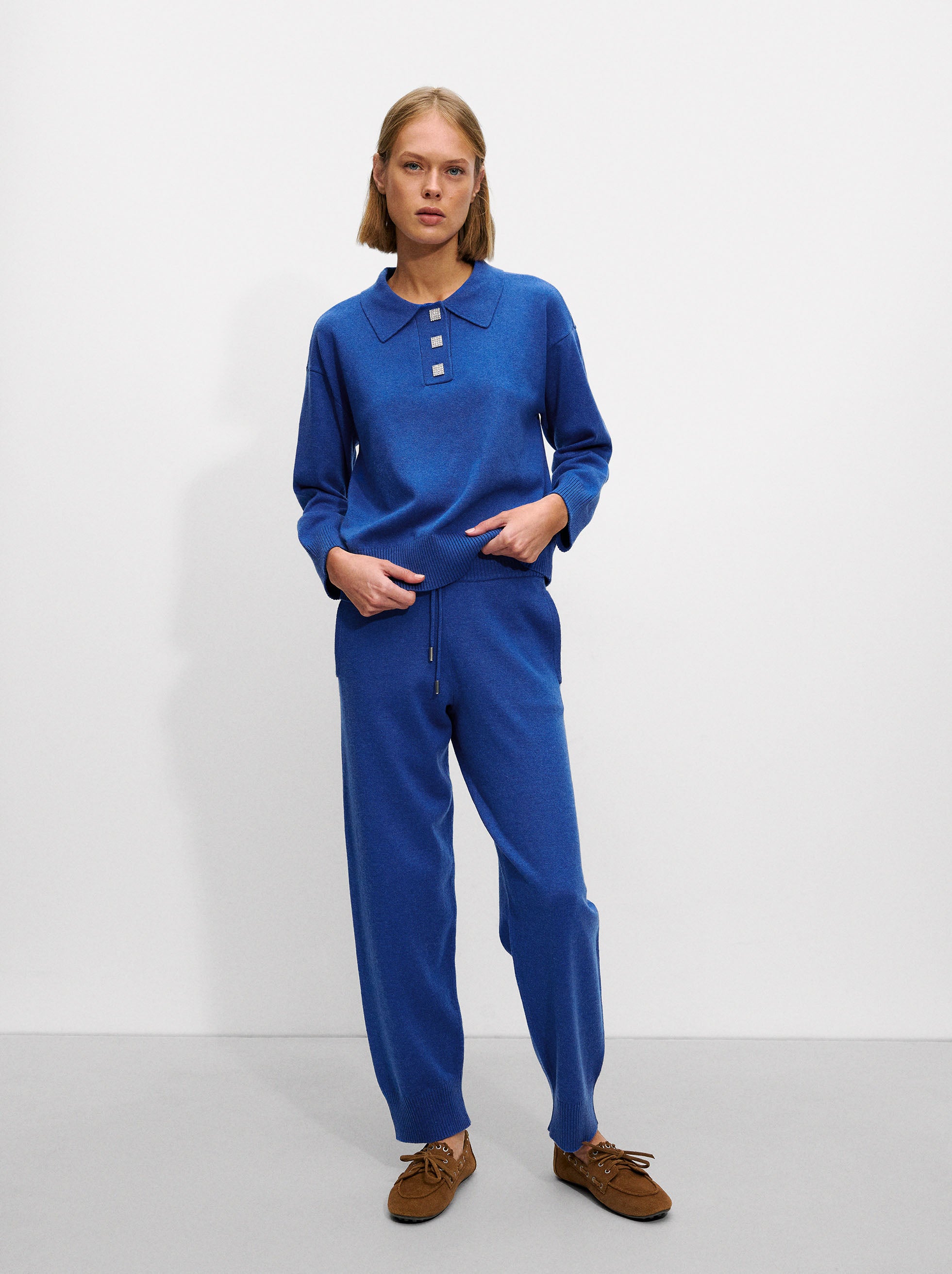 Pantalón De Punto Con Lana Y Cintura Ajustable