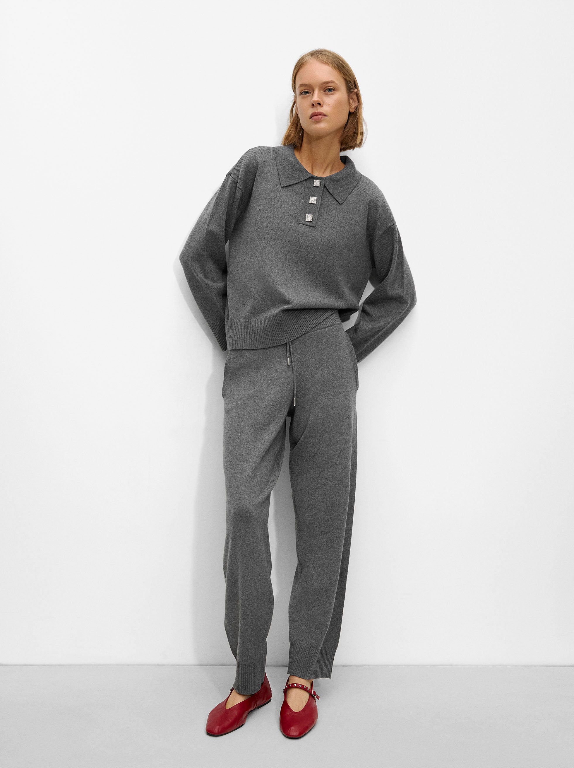 Pantalón De Punto Con Lana Y Cintura Ajustable