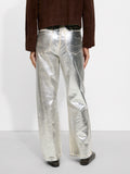 Pantalón De Denim Con Foil Plateado