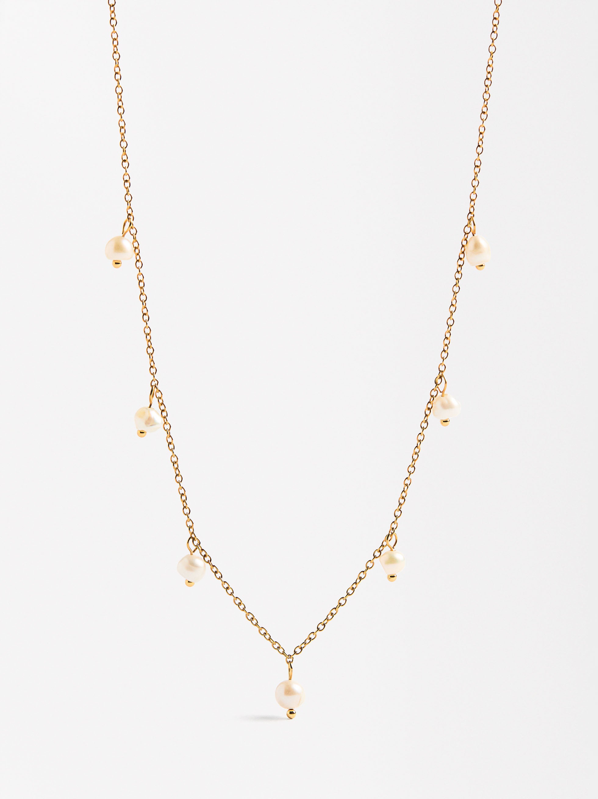 Collar Corto De Perlas - Acero Inoxidable