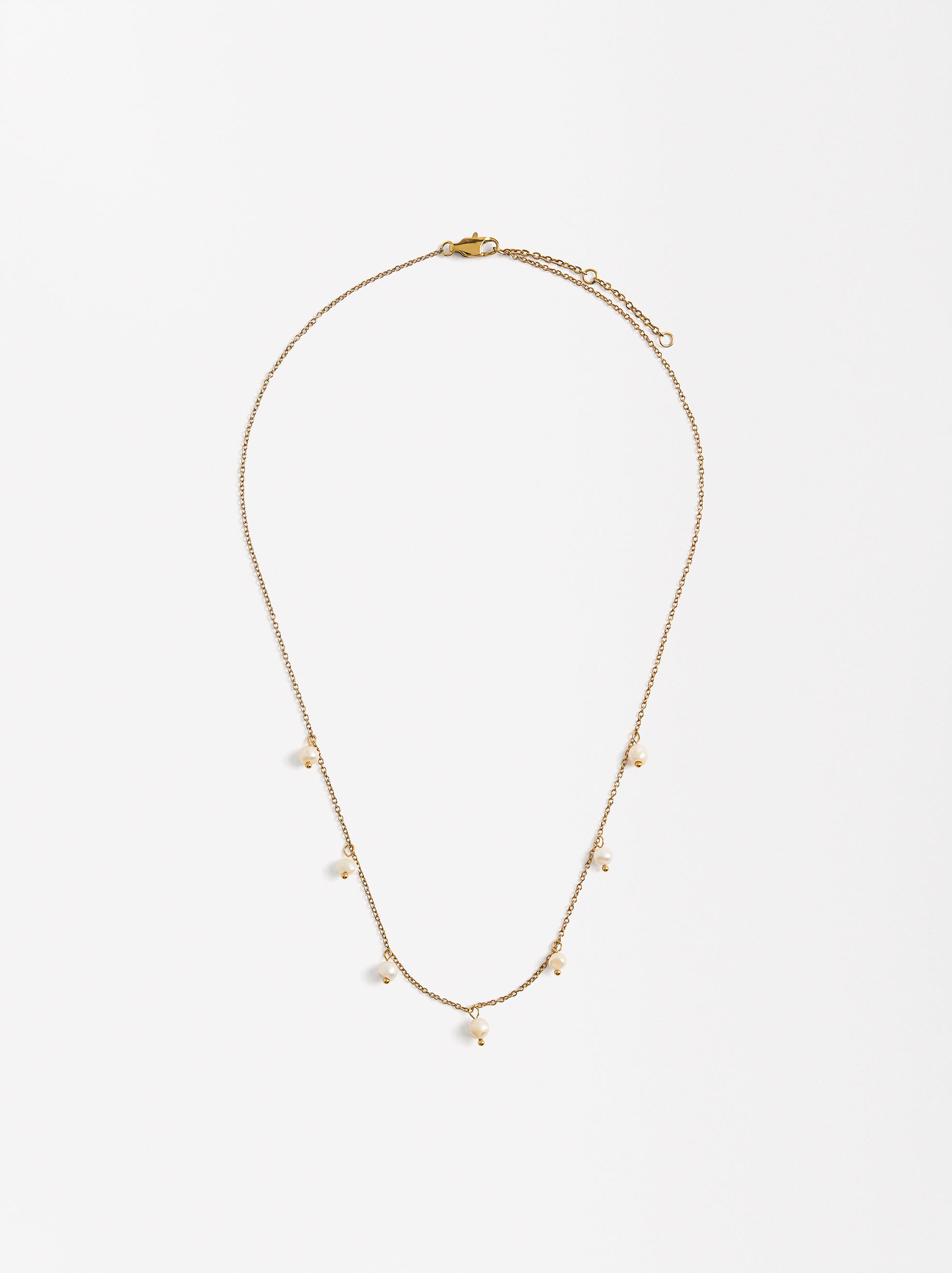 Collar Corto De Perlas - Acero Inoxidable