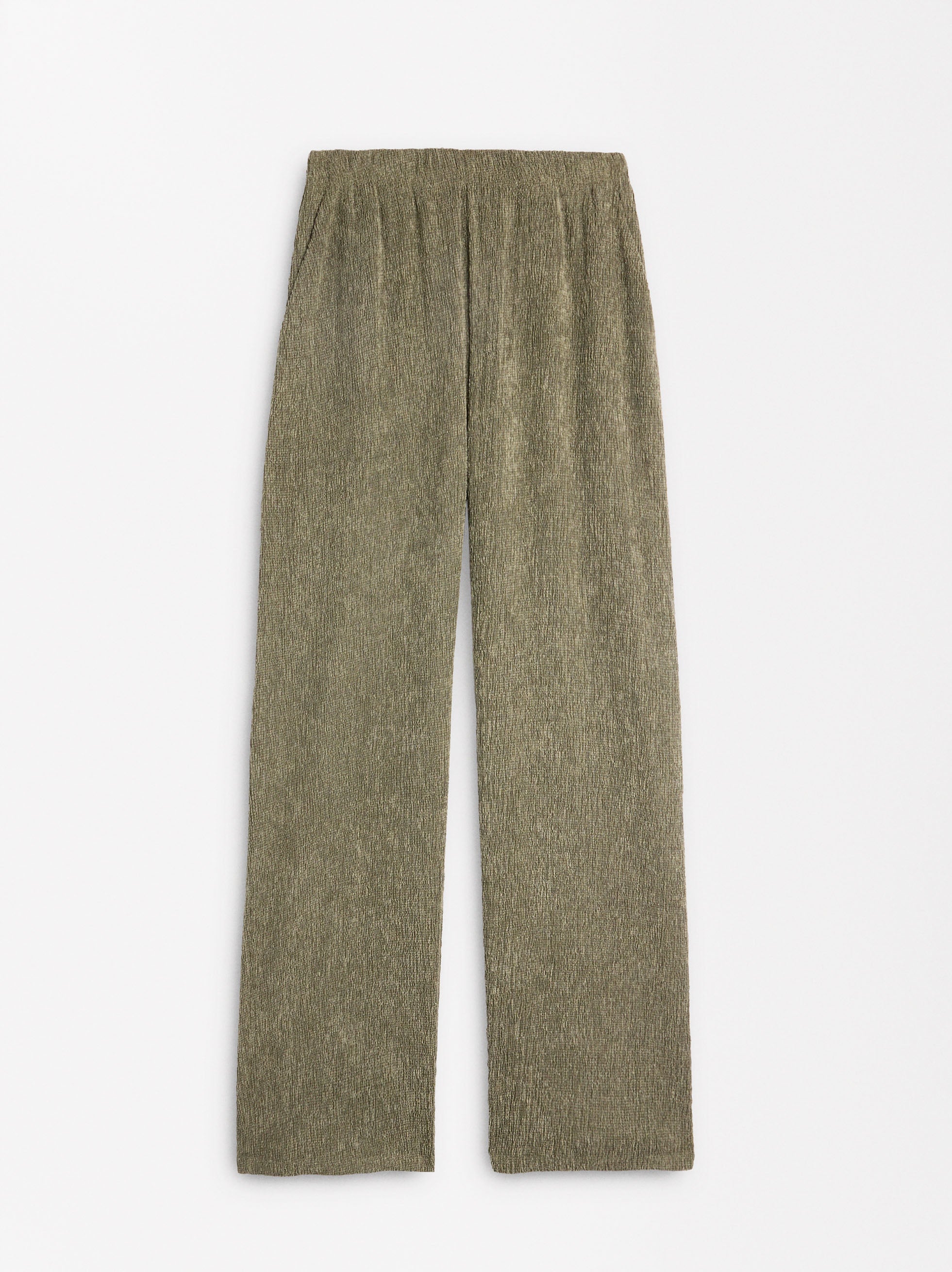 Pantalón Con Textura Y Cintura Elástica