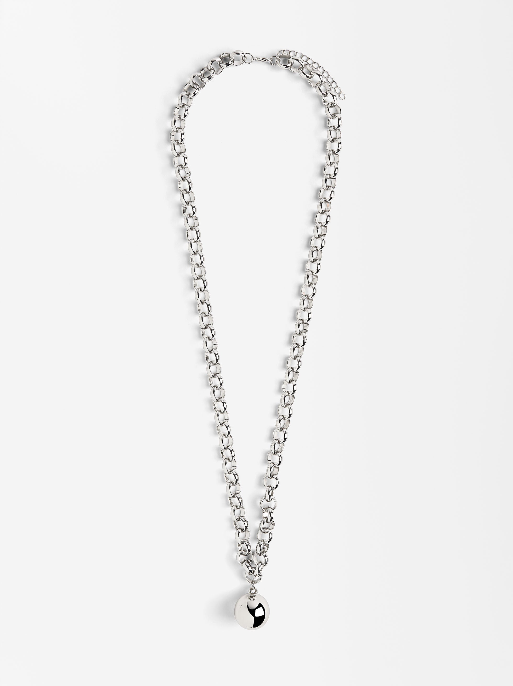Collar Largo De Eslabones Con Esfera