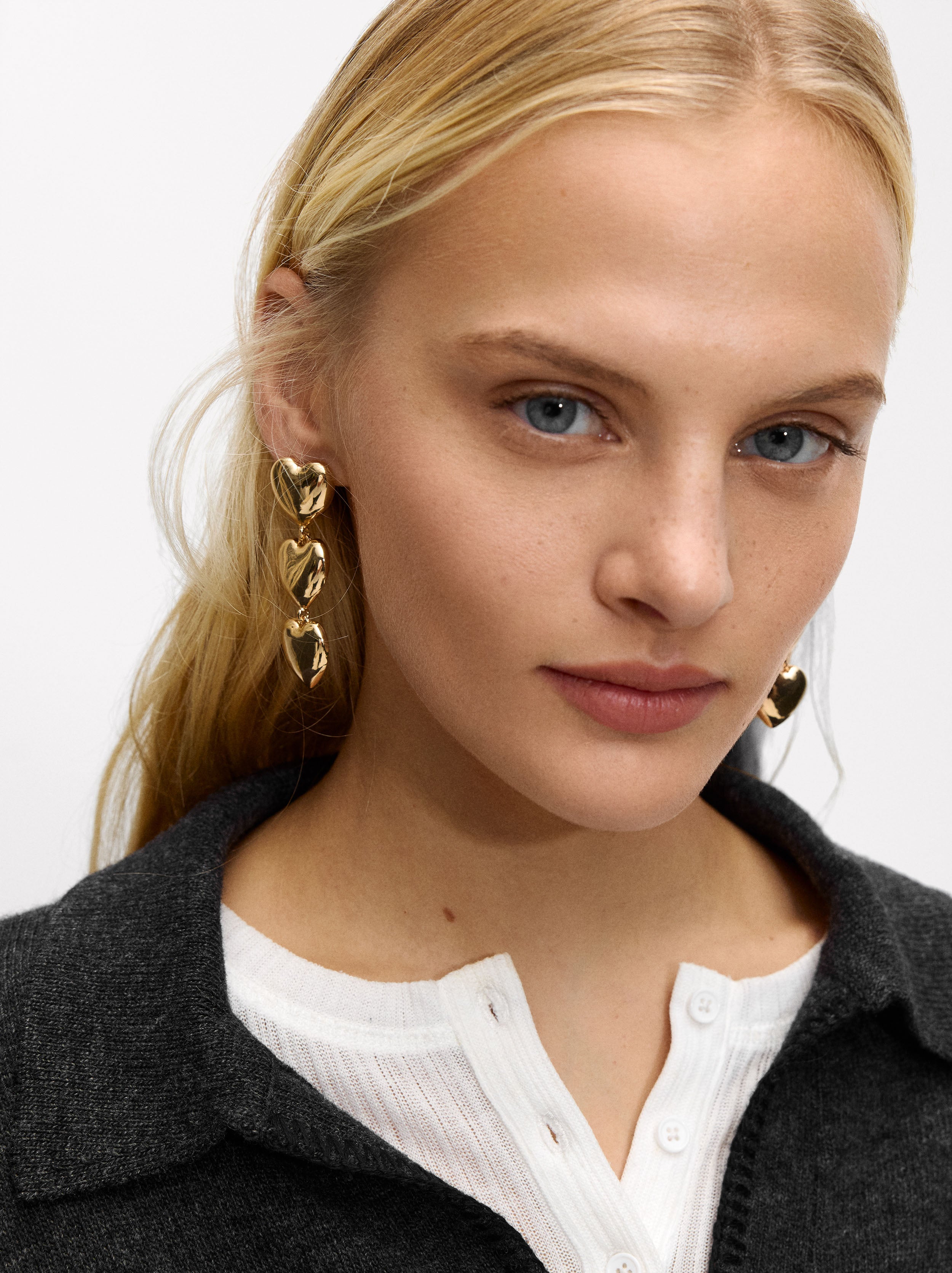 Aretes Largos Con Corazones