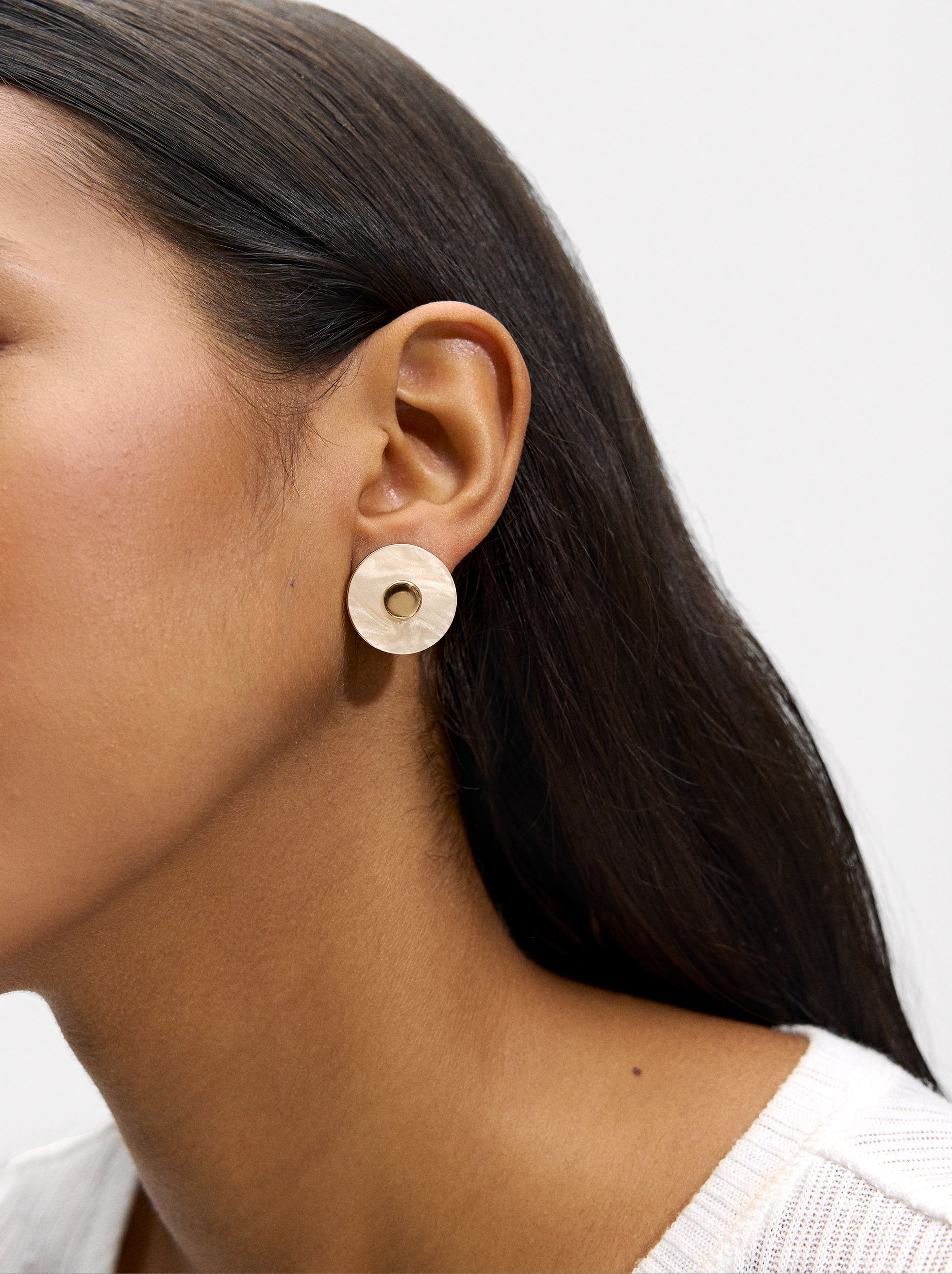 Aretes Redondos Efecto Perlado