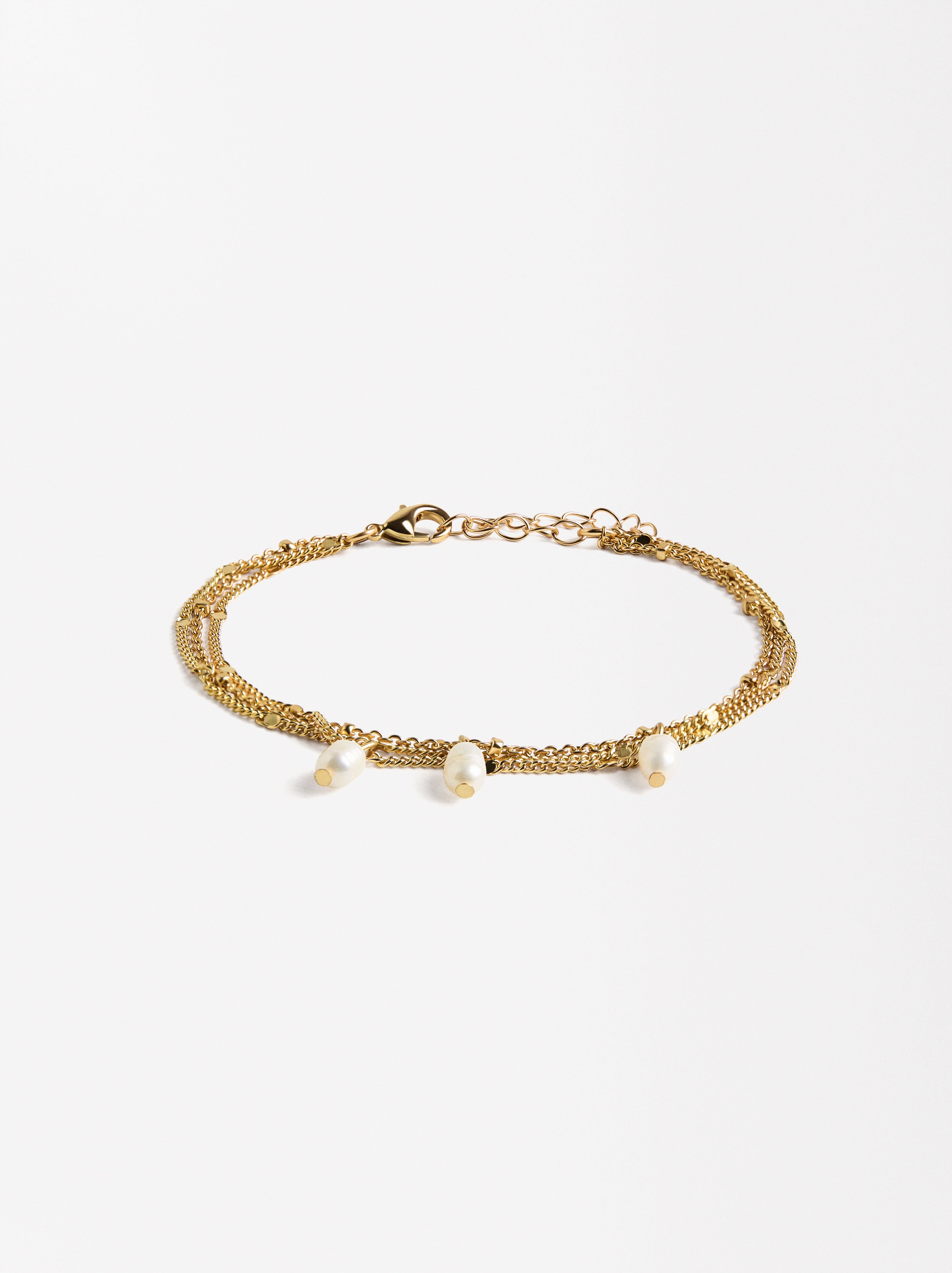 Pulsera Multicadena Con Perlas De Agua Dulce