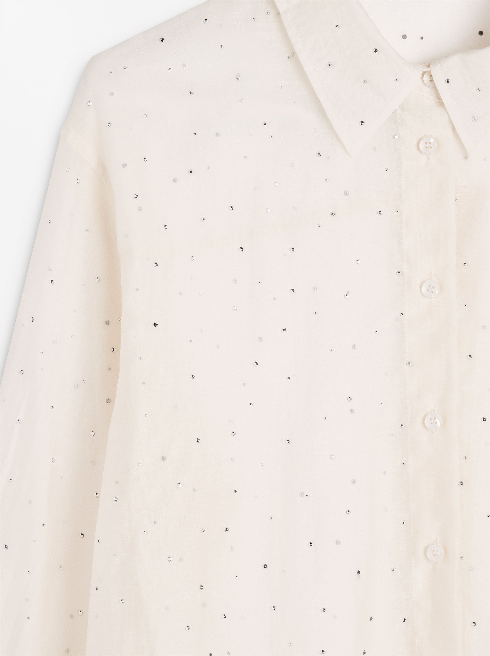 Camisa Semitransparente Con Strass