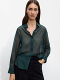 Camisa Semitransparente Con Strass