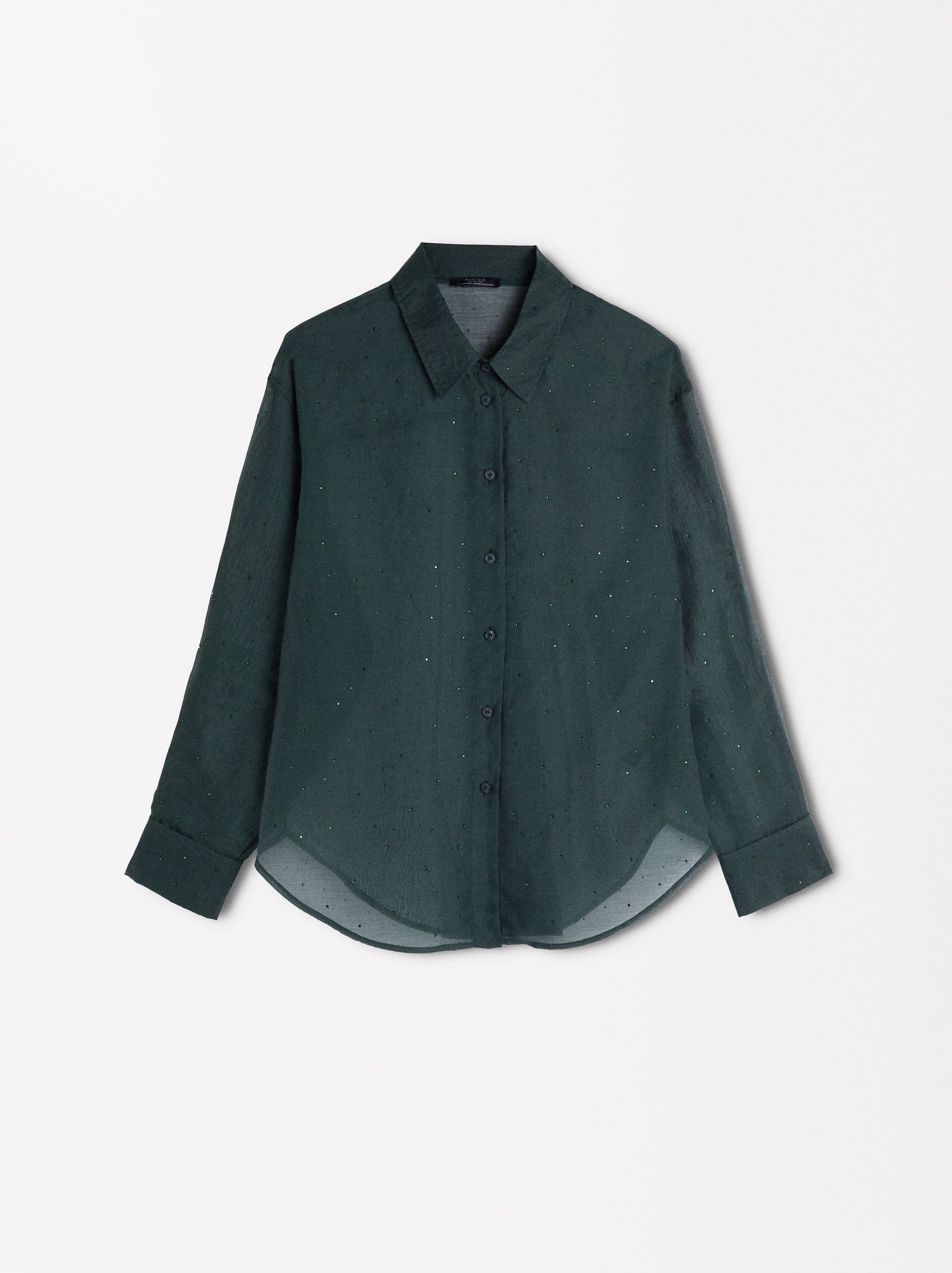 Camisa Semitransparente Con Strass