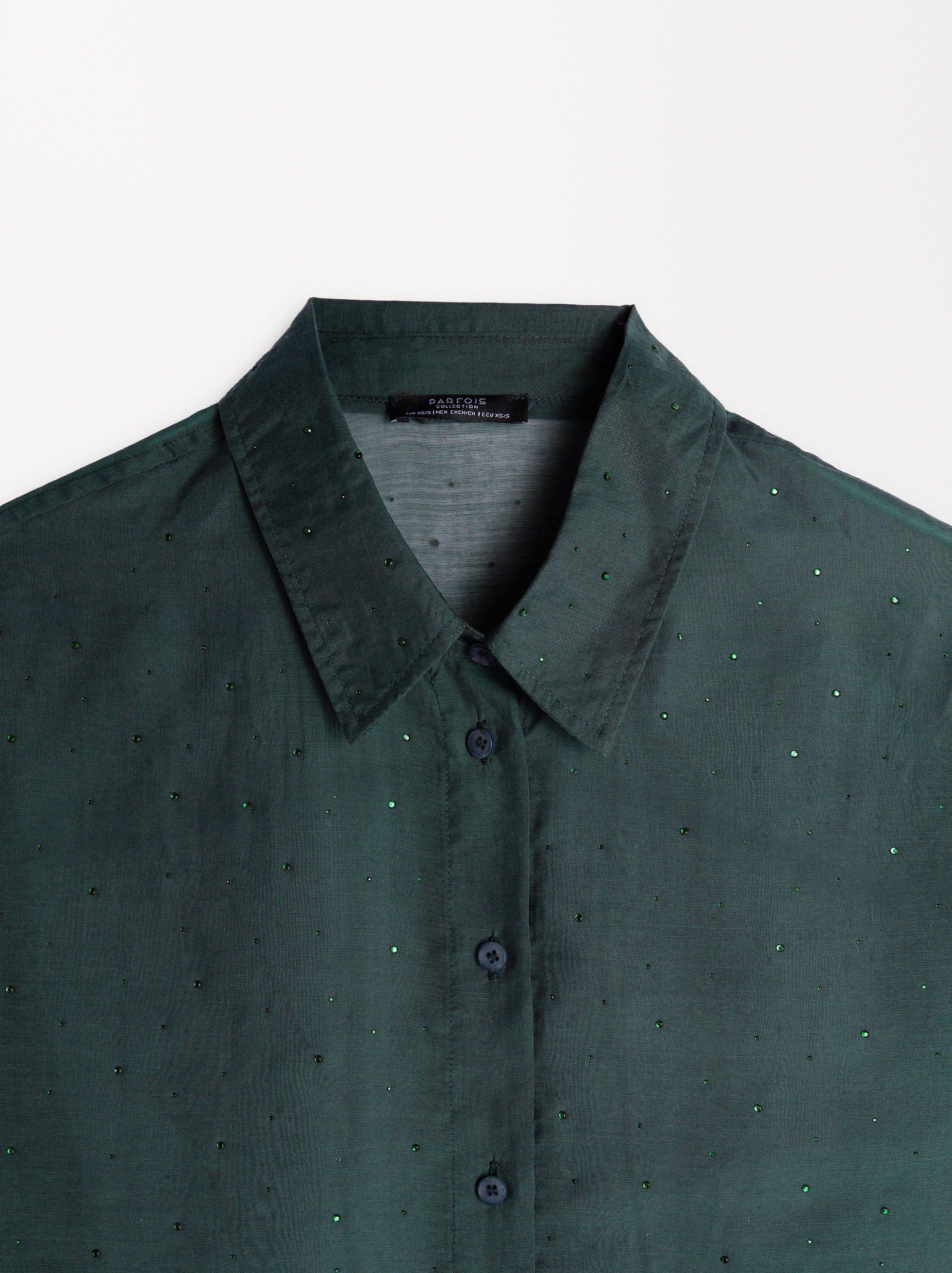 Camisa Semitransparente Con Strass