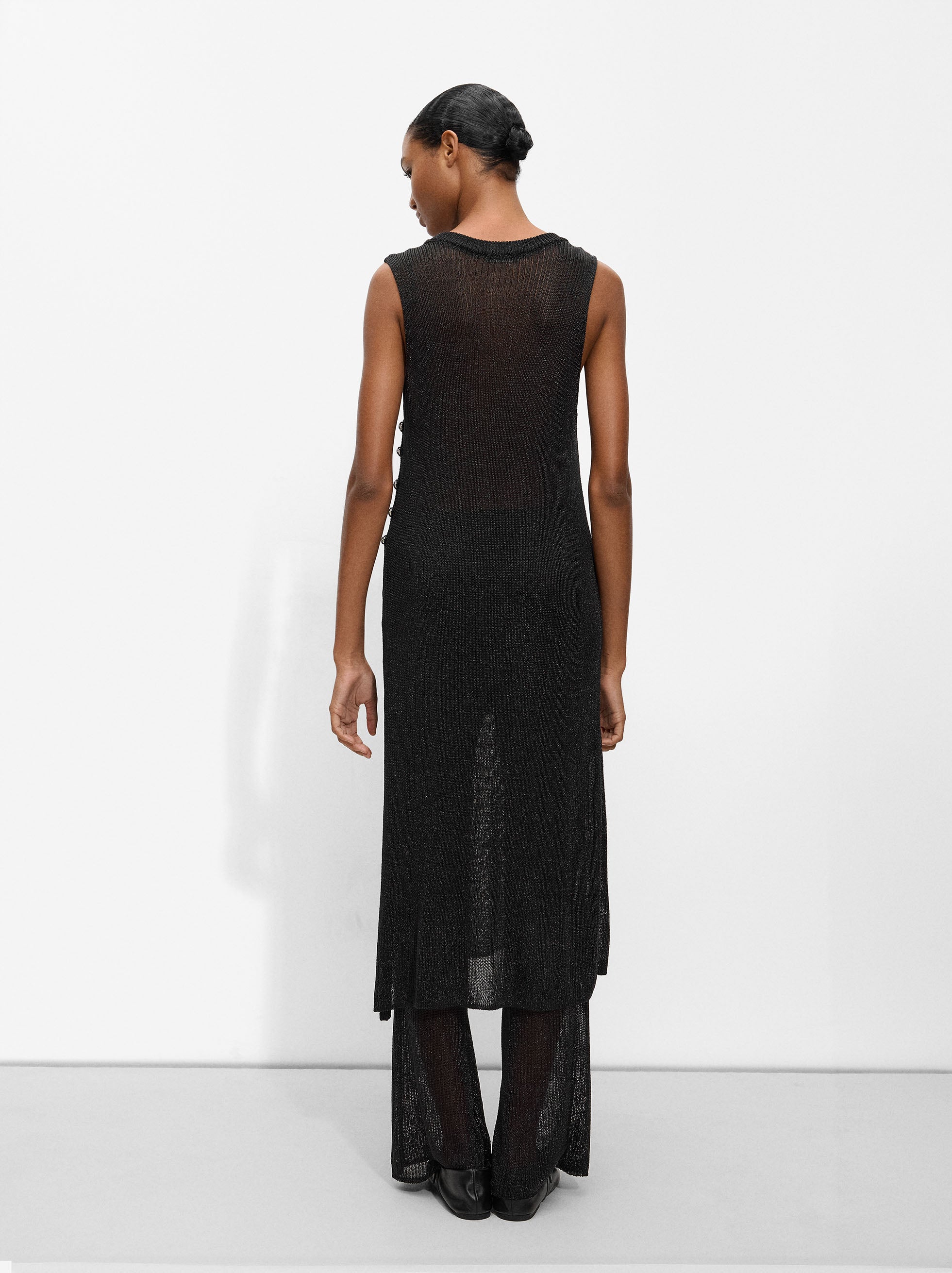 Vestido De Punto Lurex Abertura Lateral