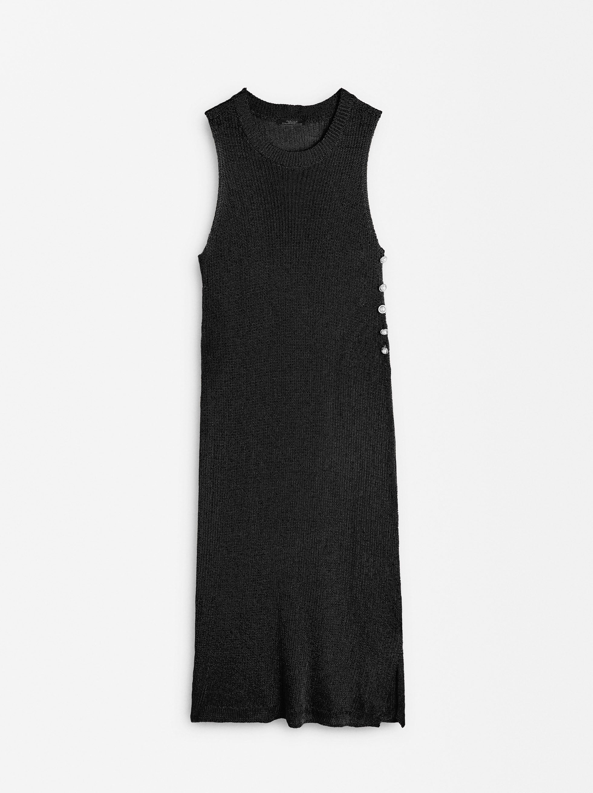 Vestido De Punto Lurex Abertura Lateral